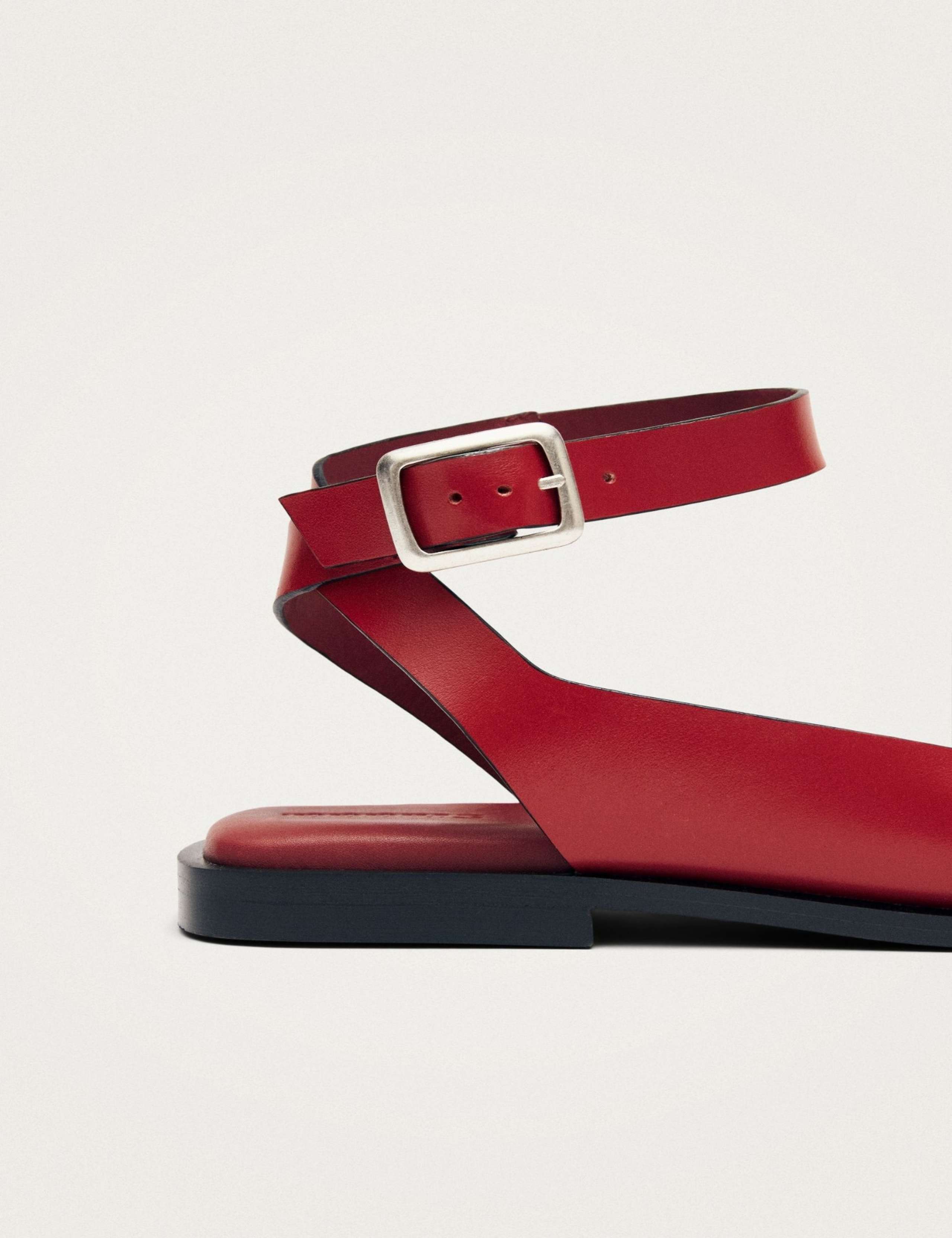 Leather Buckle Ankle Strap Flat Sandals 6 of 6