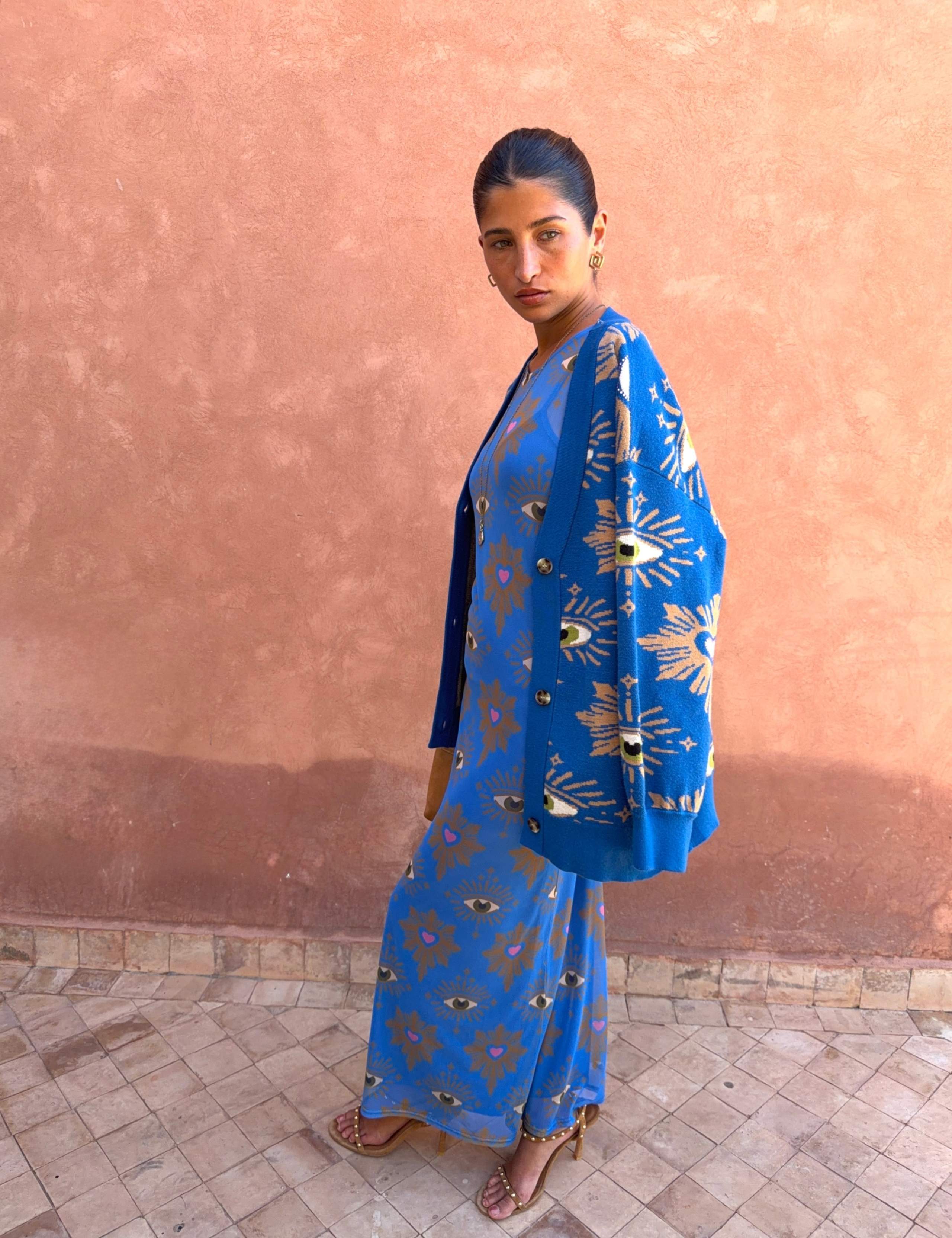 Mesh Eye Print Maxi Fitted Dress 4 of 4