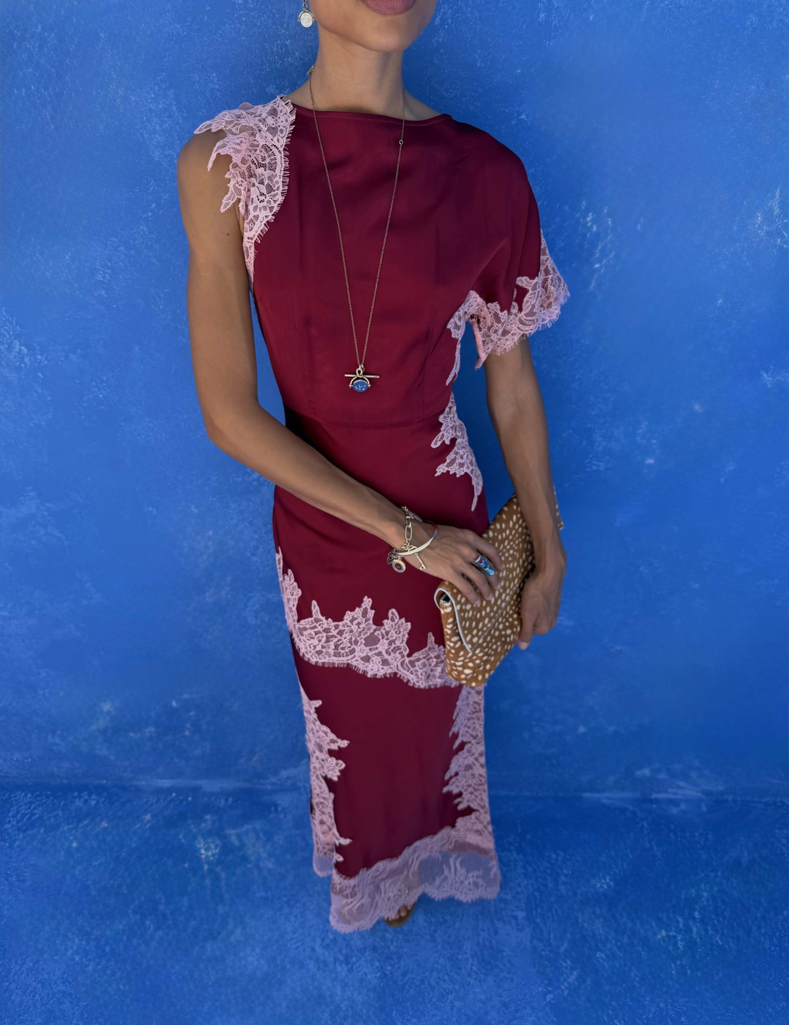 Lace Detail Maxi Waisted Dress 2 of 4