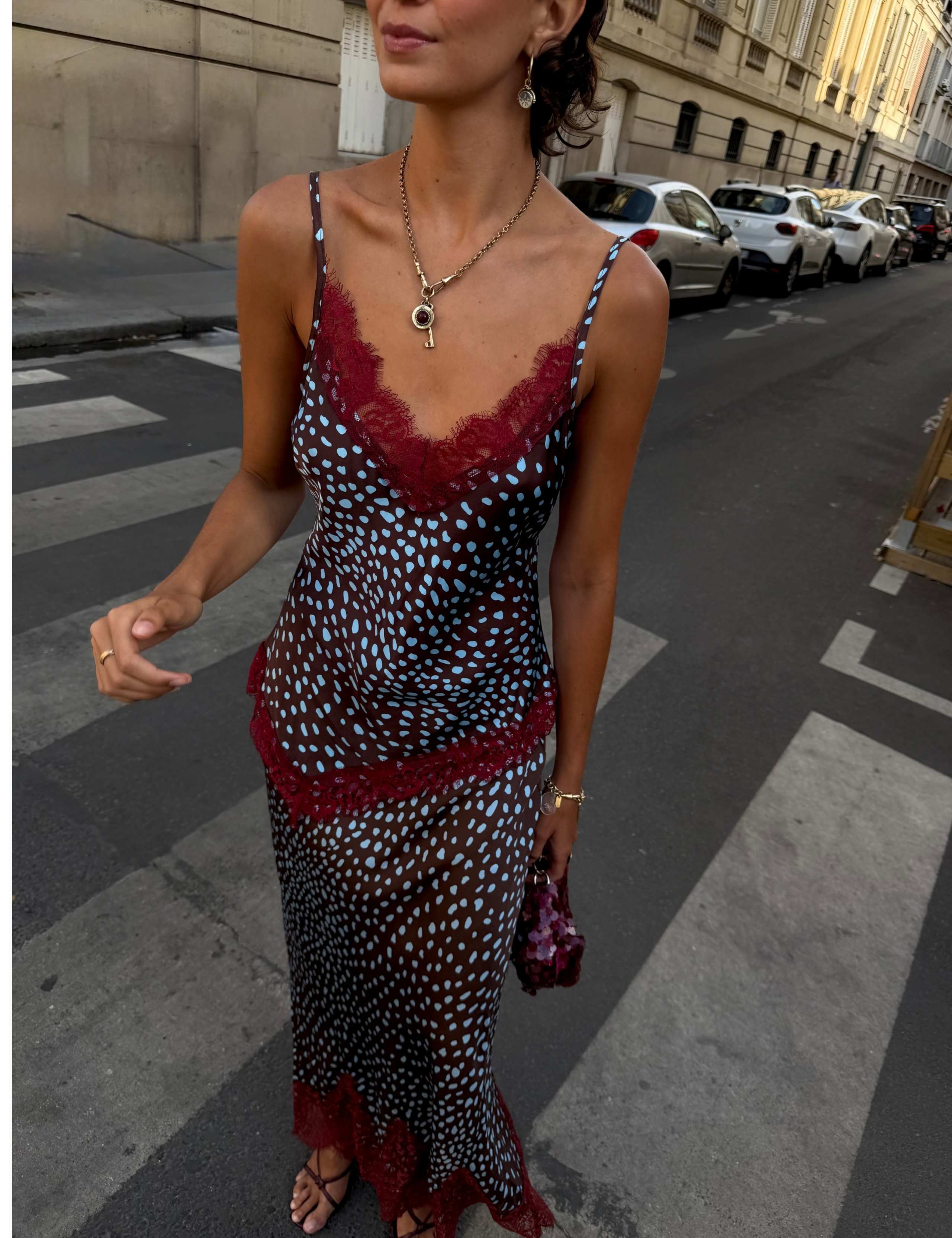 Printed Lace Detail V-Neck Cami Top 3 of 3
