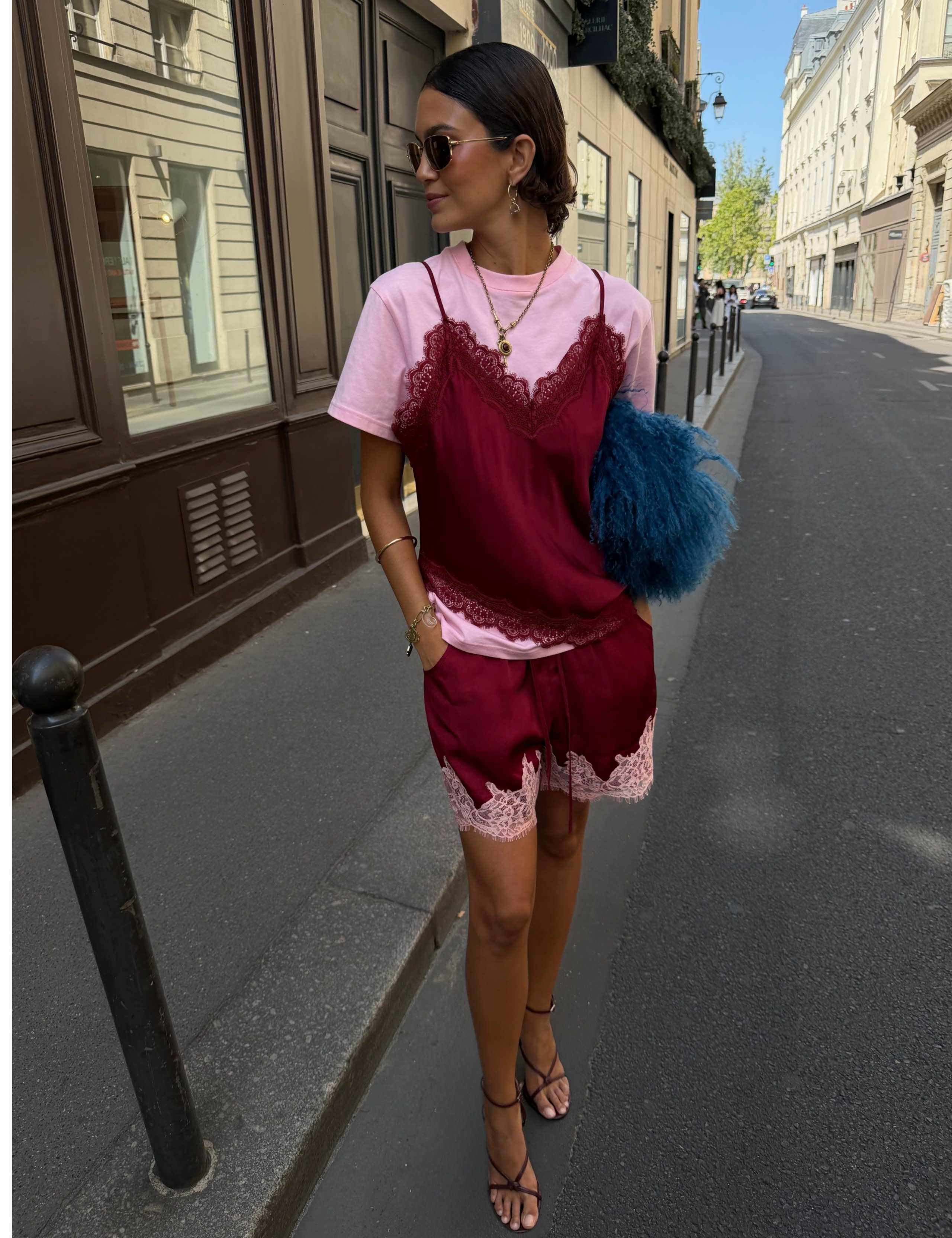 Overlay Lace Cami T-Shirt 1 of 4
