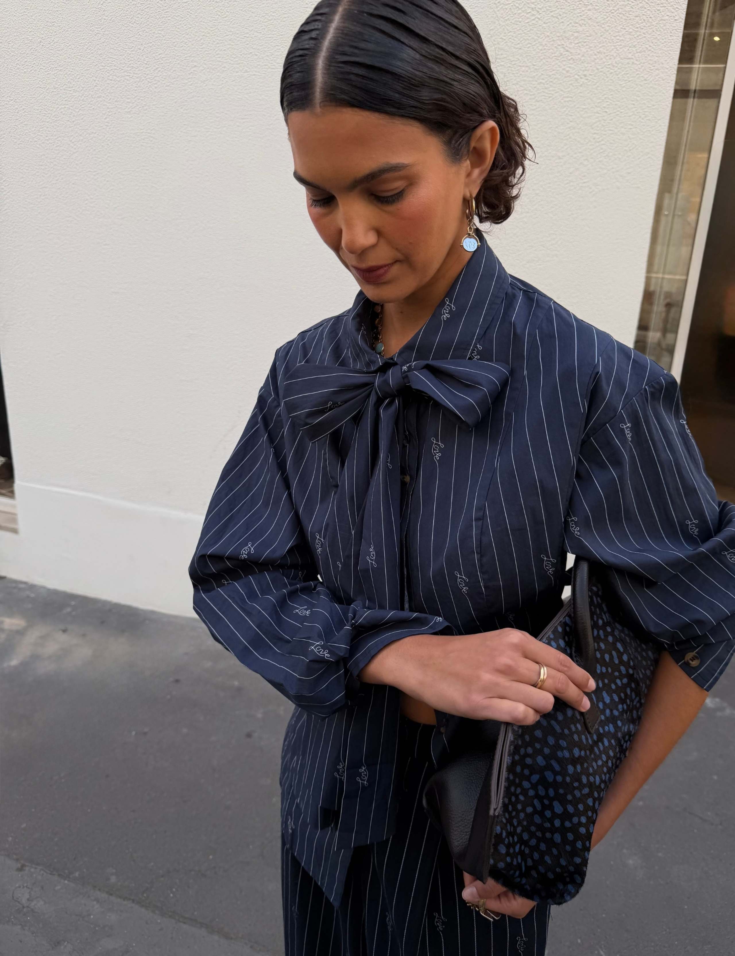 Pure Cotton Pinstripe Bow Shirt 3 of 3