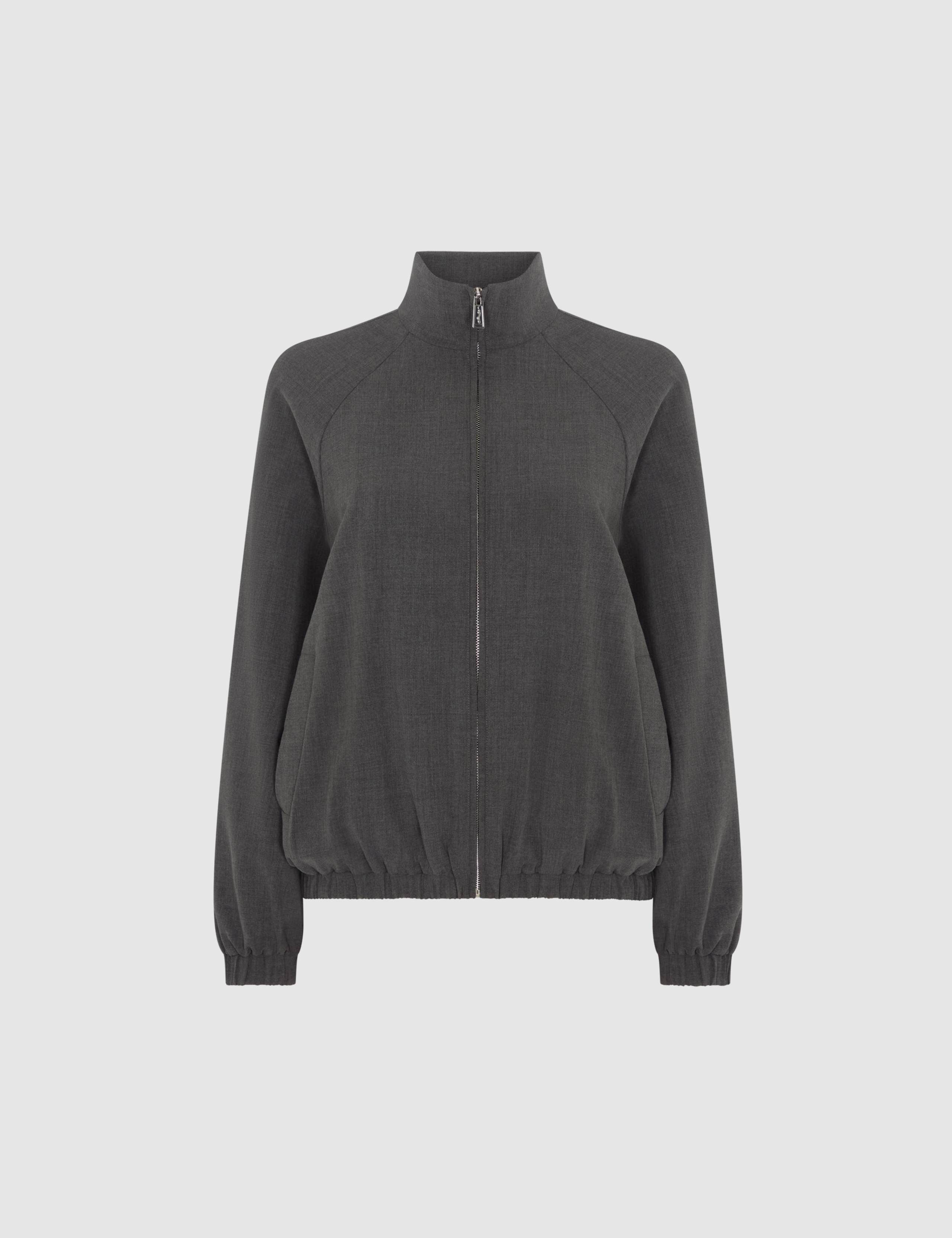 Funnel Neck Blouson Sleeve Bomber Jacket 2 of 7