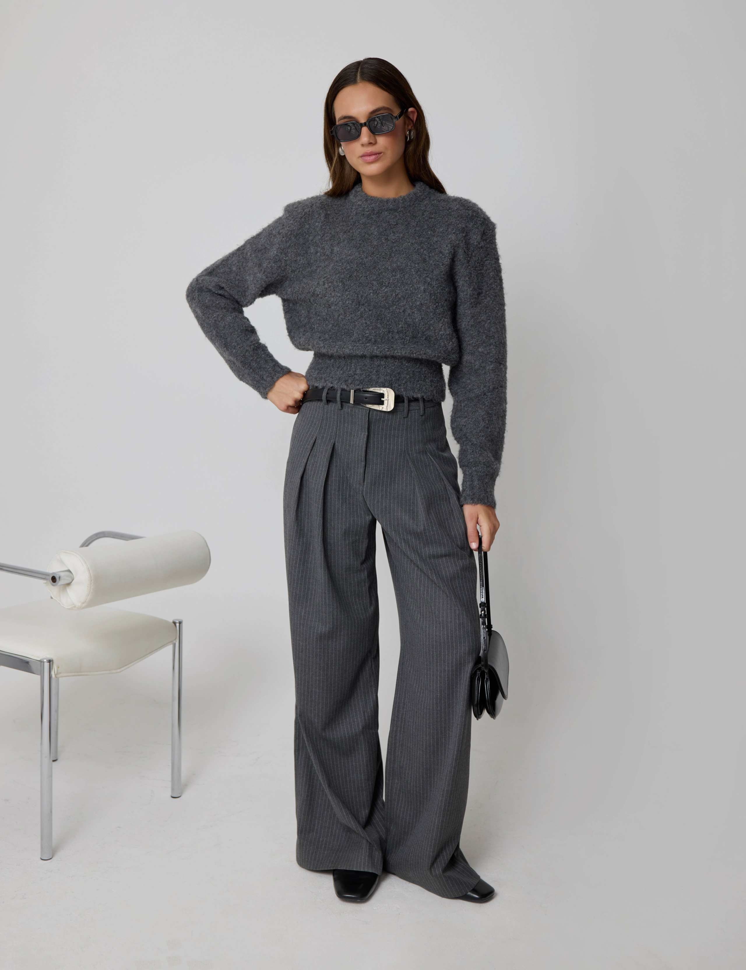 Boucle Shoulder Pad Jumper with Wool 7 of 8