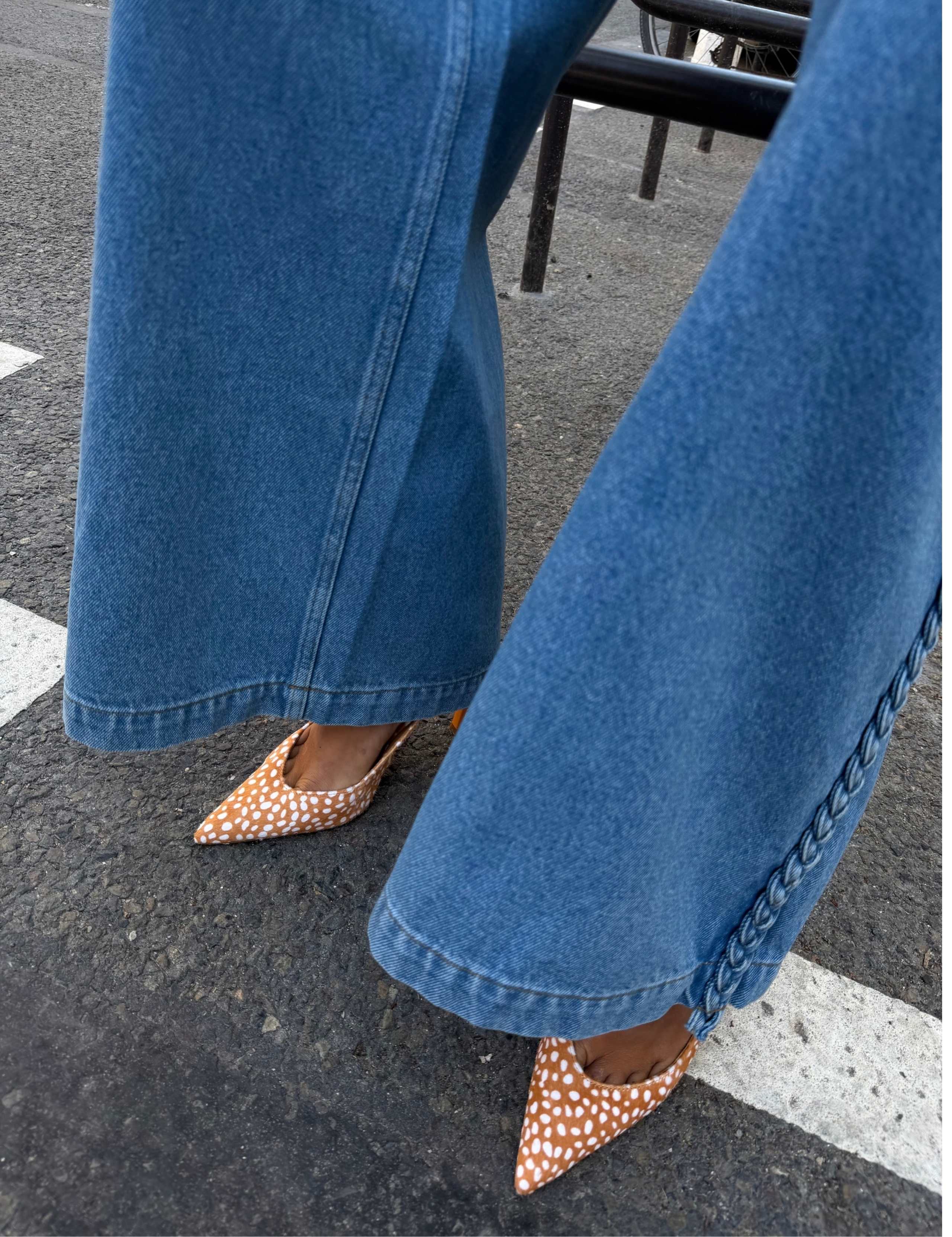 Mid Rise Braided Wide Leg Jeans 2 of 4