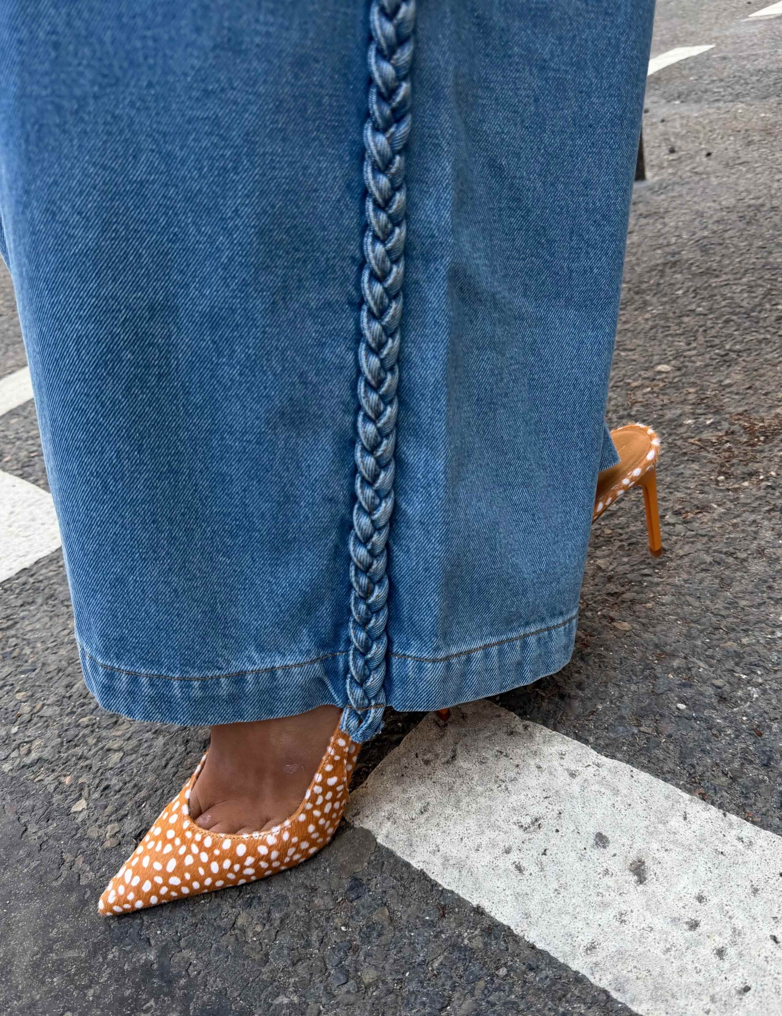 Mid Rise Braided Wide Leg Jeans 3 of 4