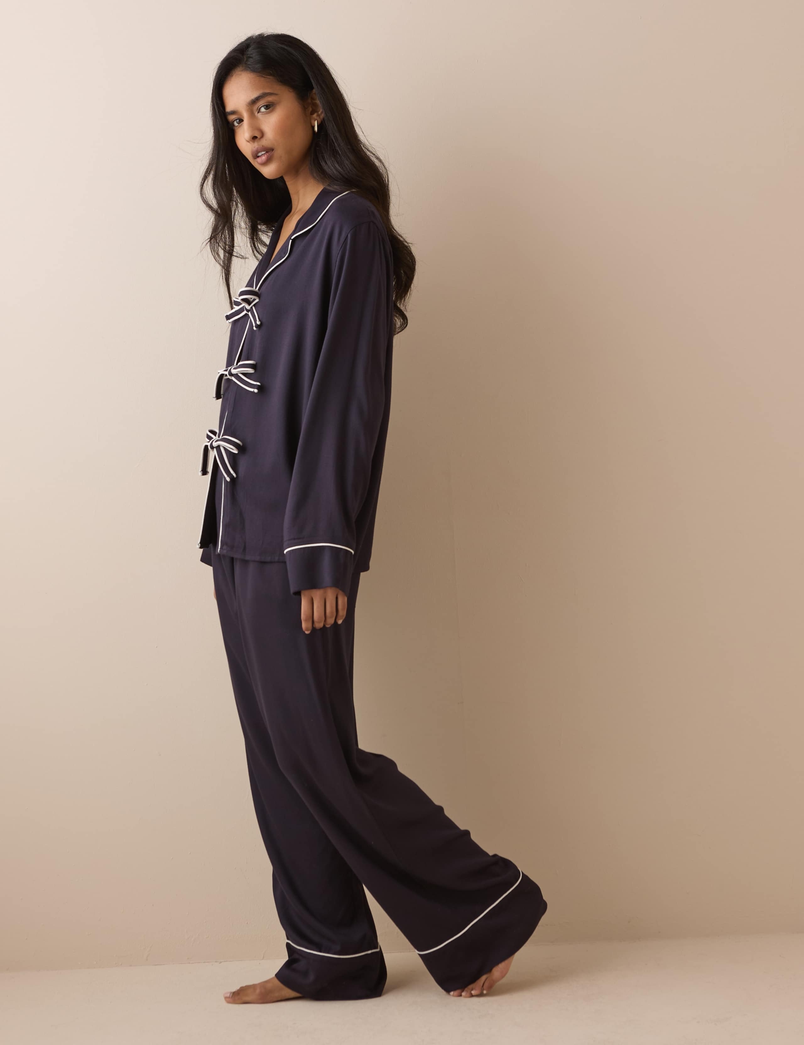 Satin Tie Front Pyjama Set 2 of 5