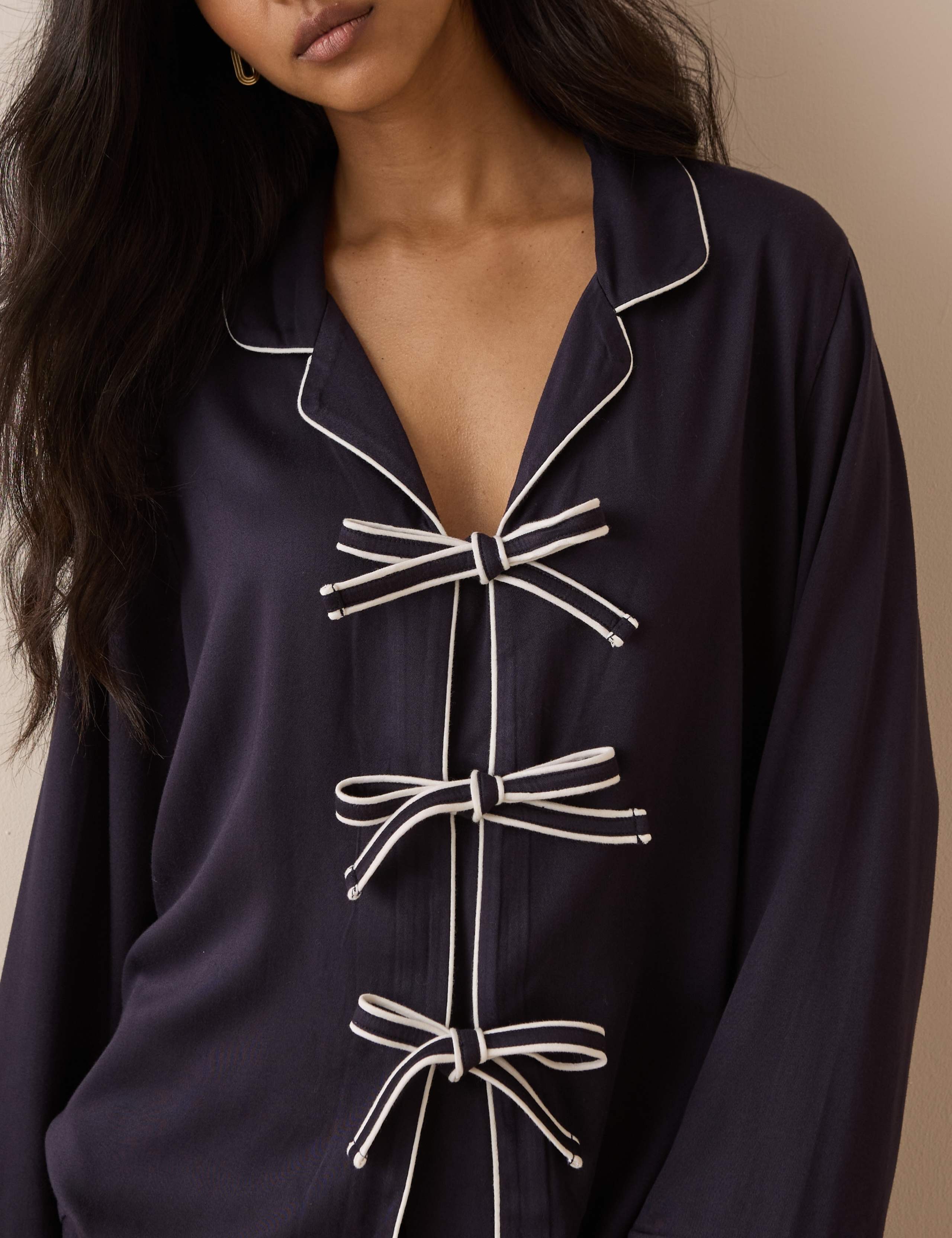 Satin Tie Front Pyjama Set 5 of 5