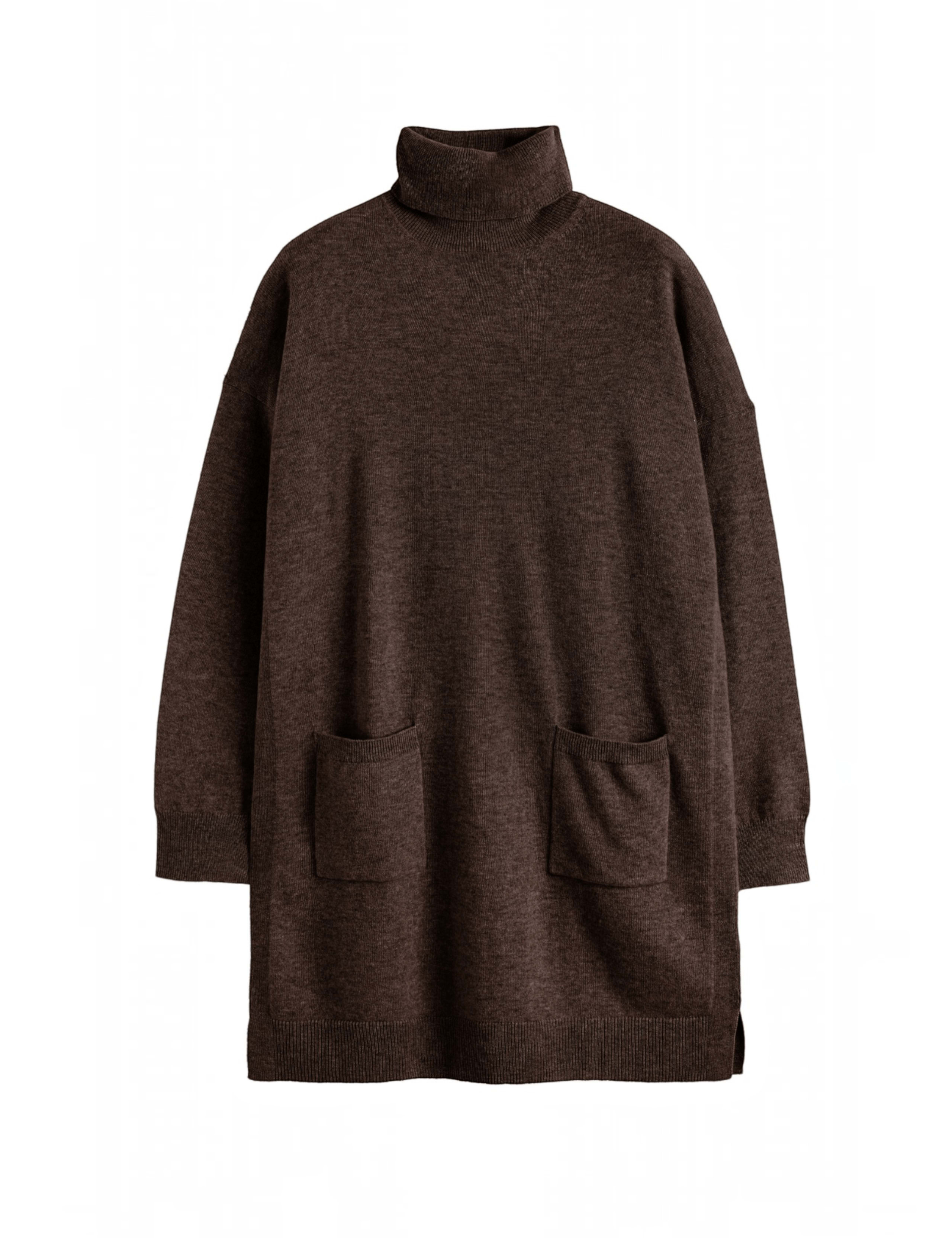 Wool Cashmere Roll Neck Knit Dress 2 of 3