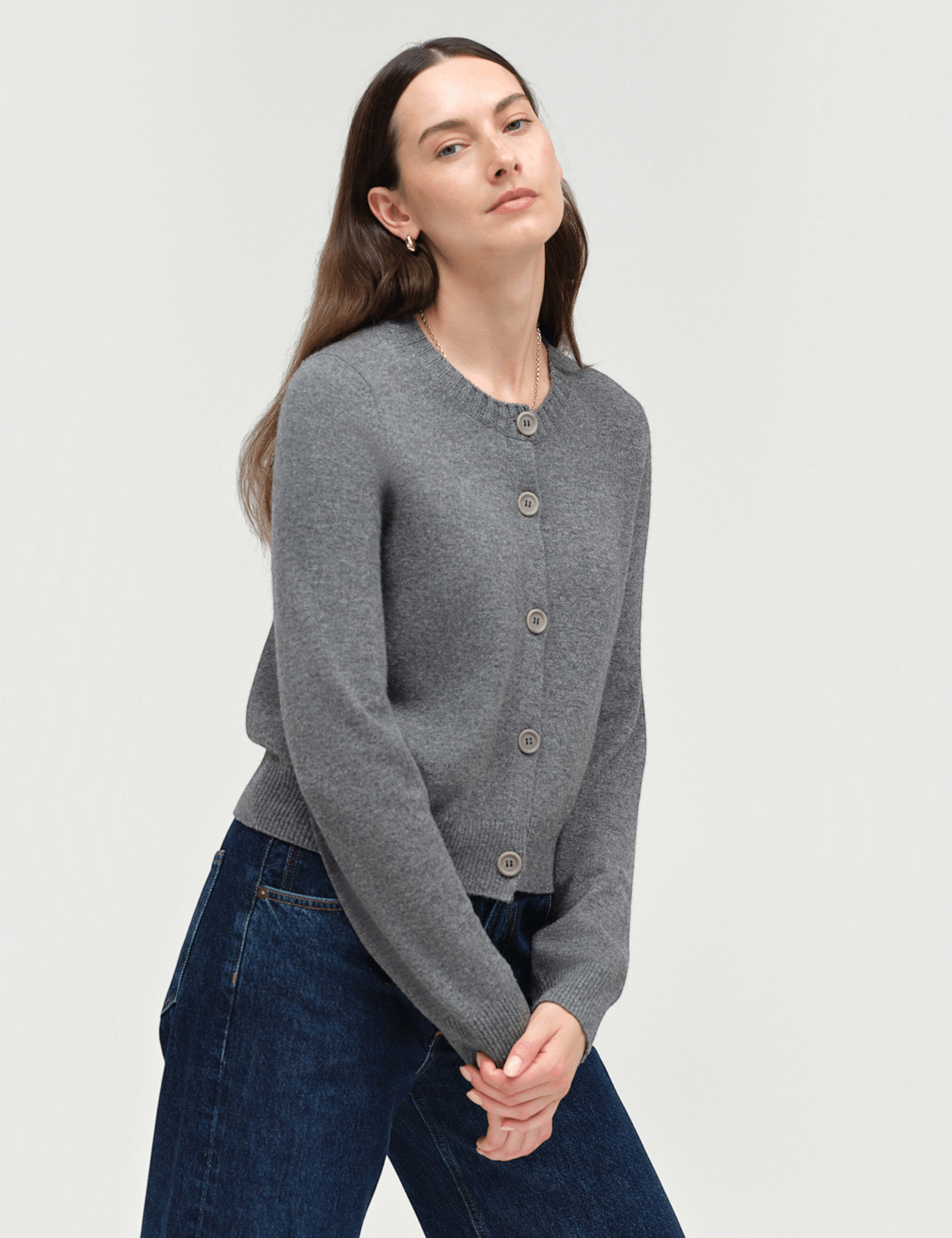 Regular Fit Crew Neck Cardigan with Wool 1 of 5