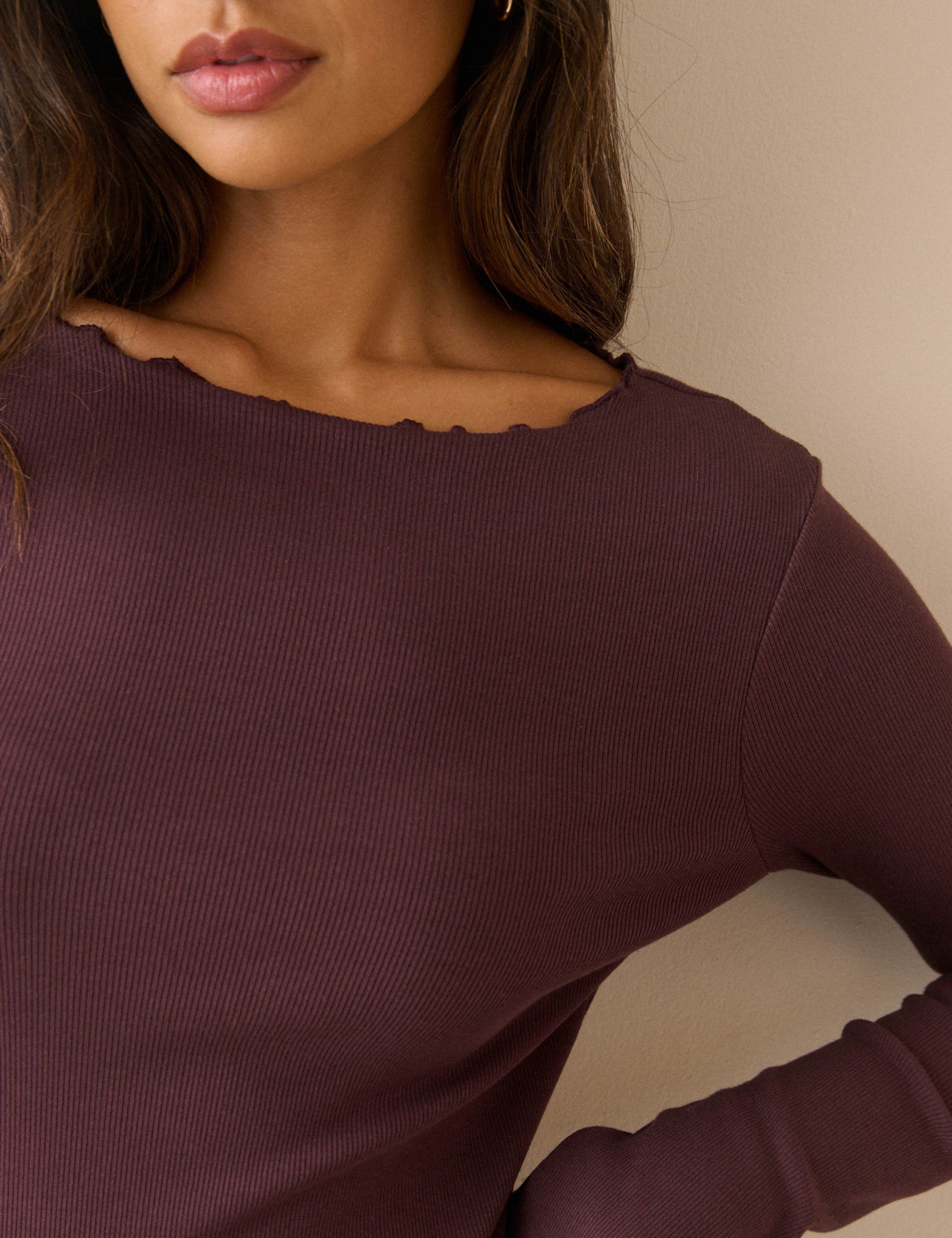 Slash Neck Ribbed Long Sleeve Top 5 of 5