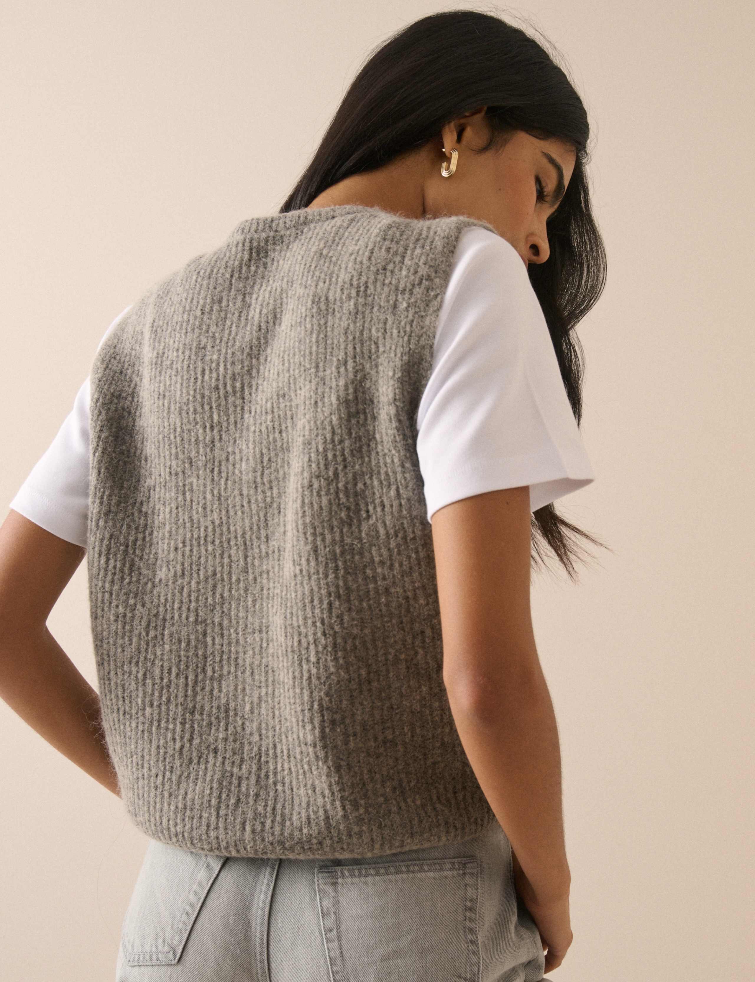 Wool Blend Button Through Knitted Vest 4 of 7