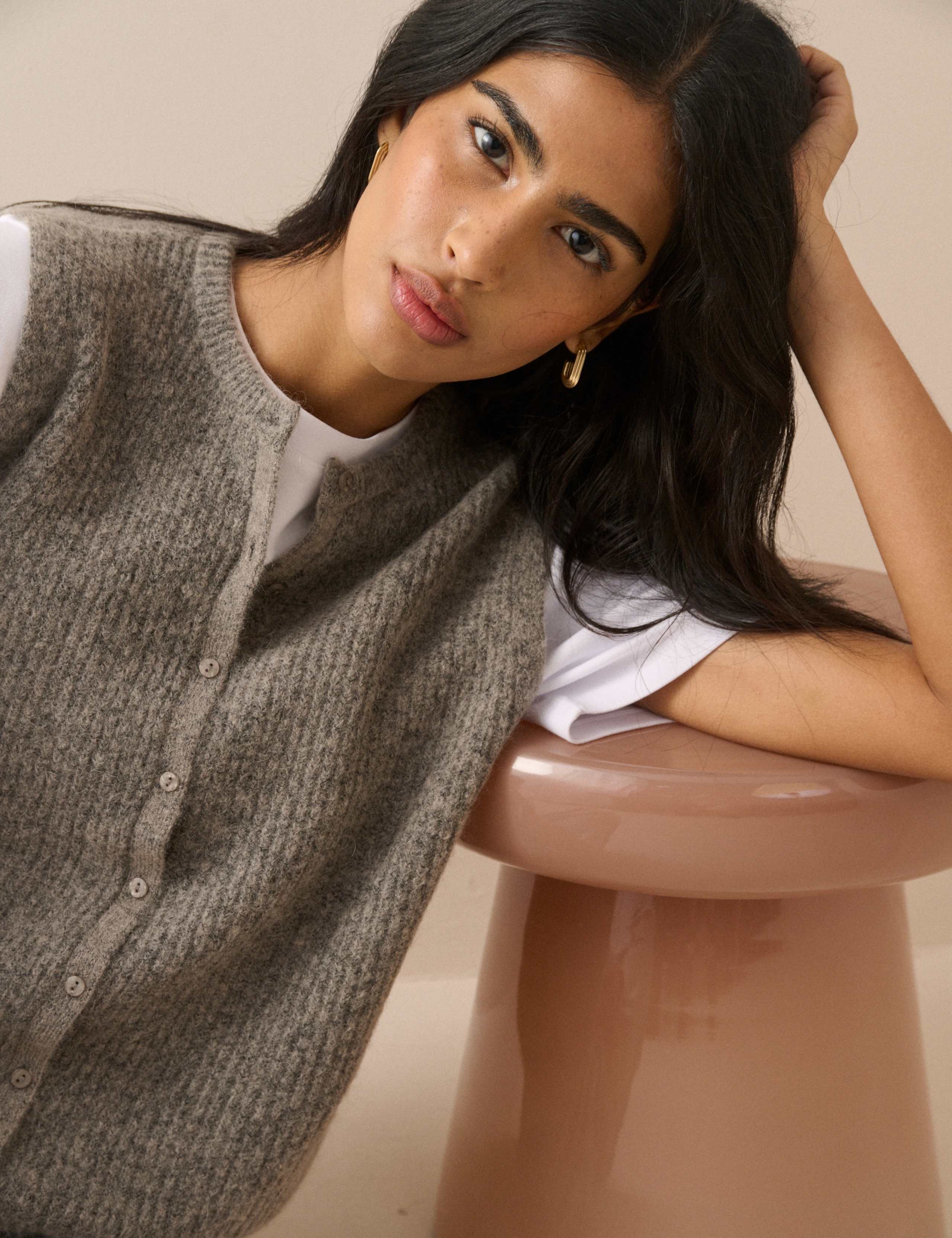 Wool Blend Button Through Knitted Vest 6 of 7