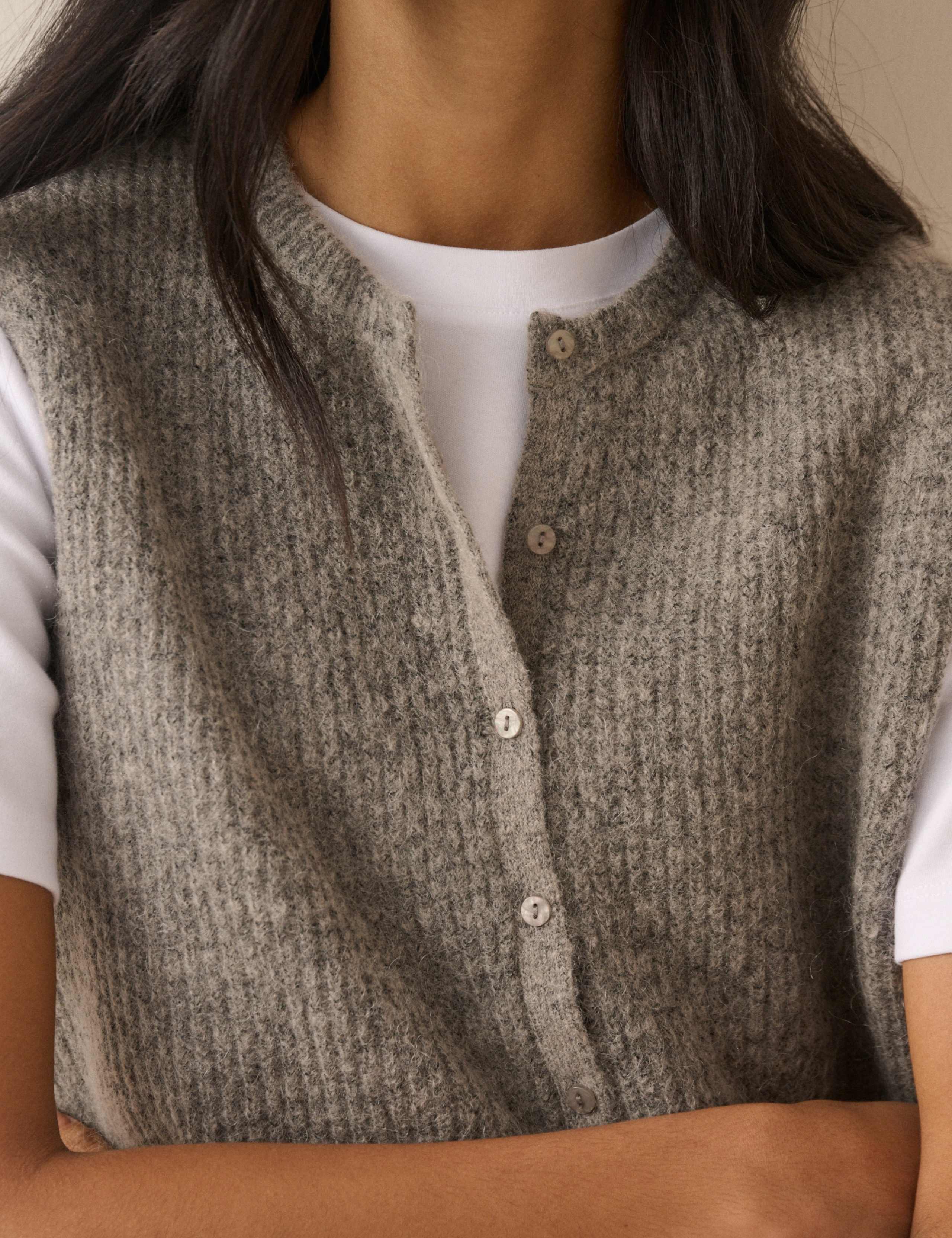 Wool Blend Button Through Knitted Vest 7 of 7
