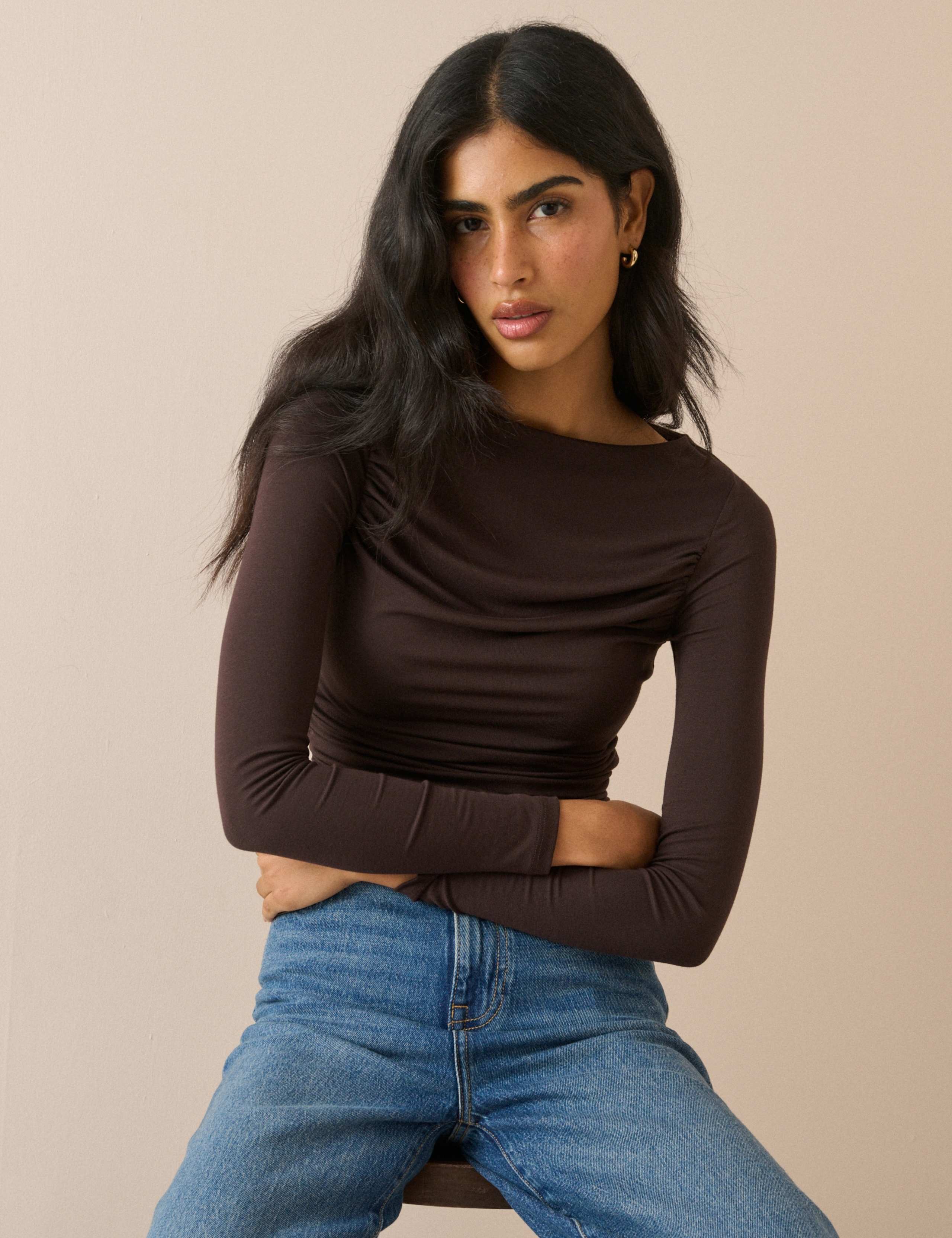 Ruched Side Long Sleeve Top 3 of 5