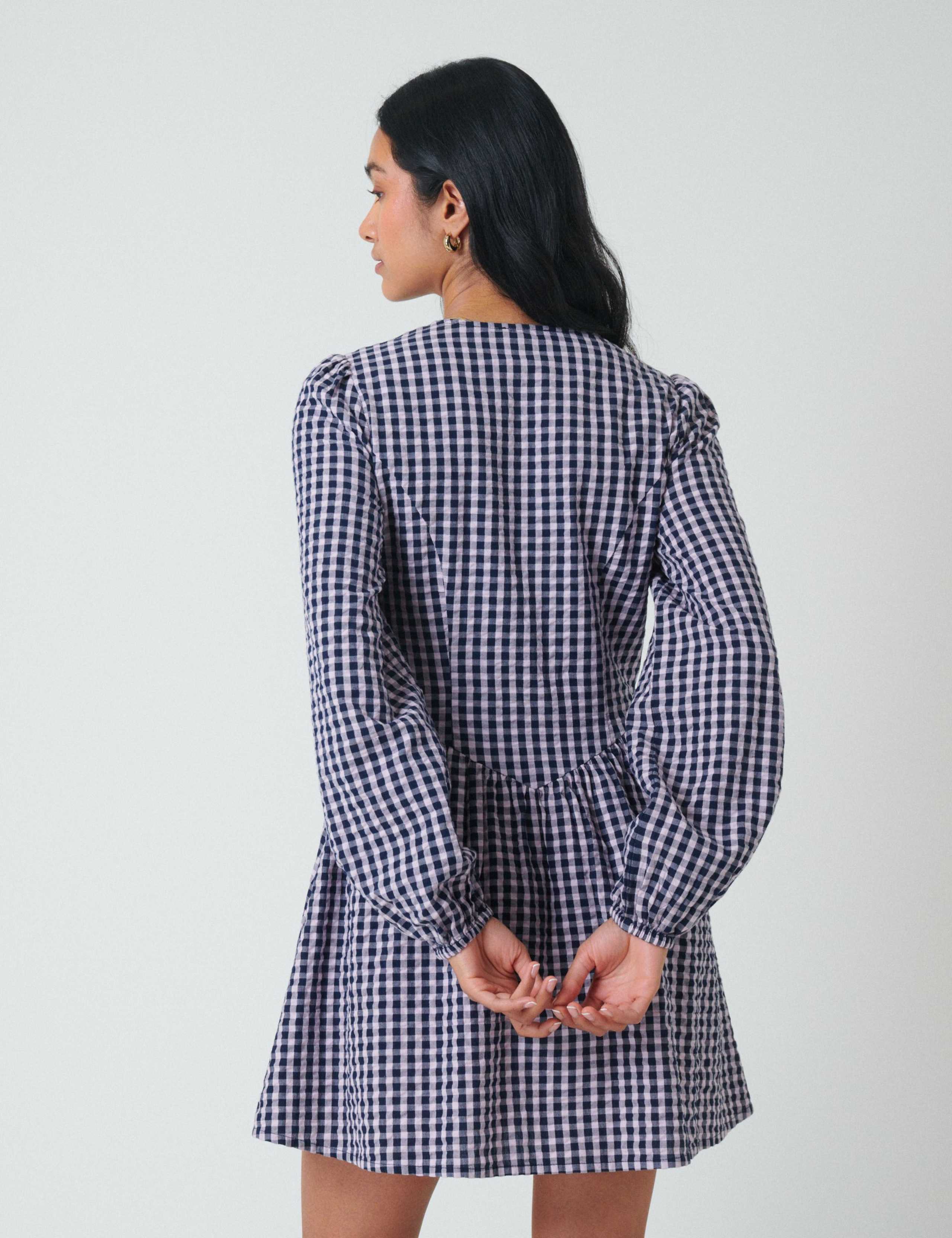 Pure Cotton Gingham Mini Skater Dress 2 of 5