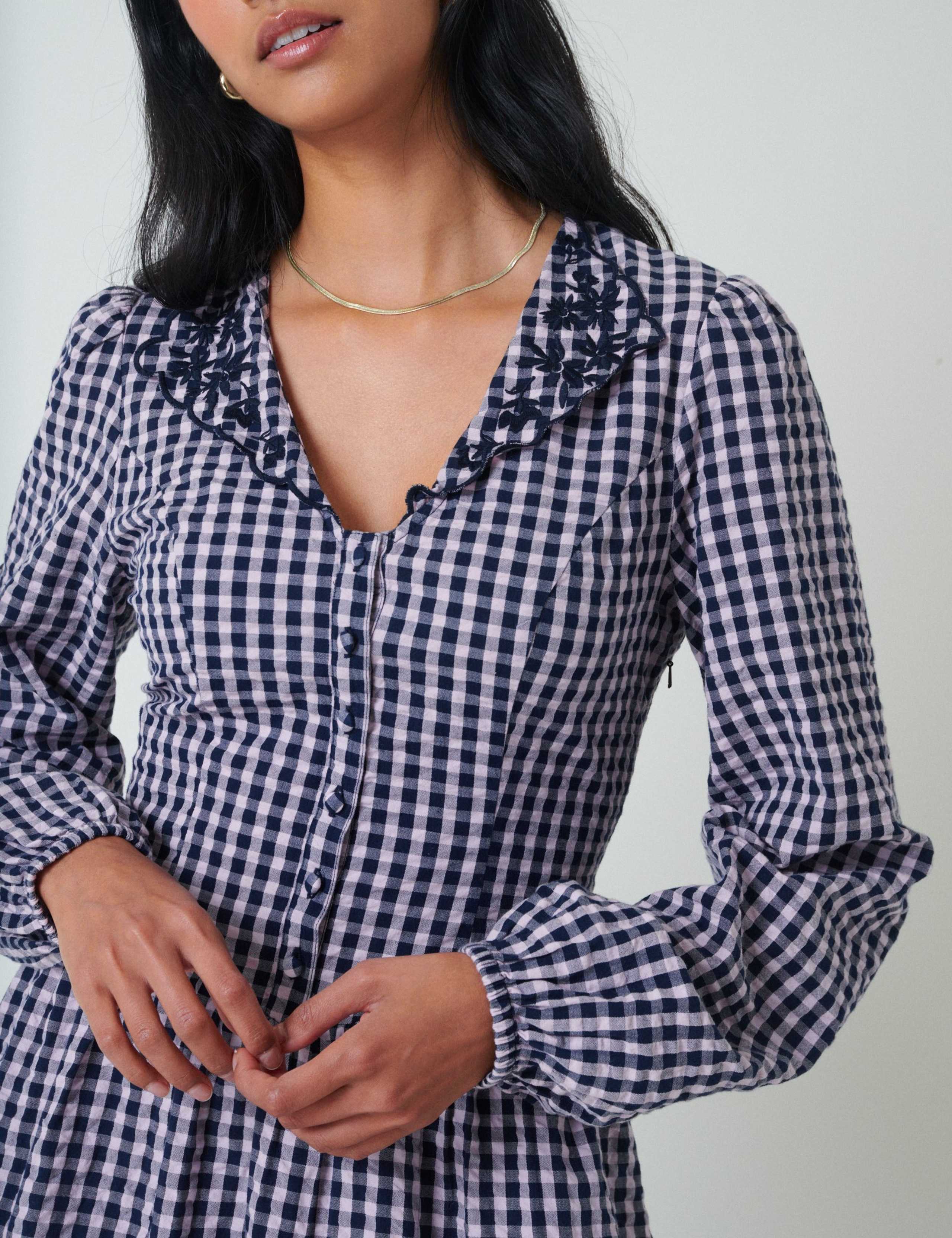 Pure Cotton Gingham Mini Skater Dress 3 of 5