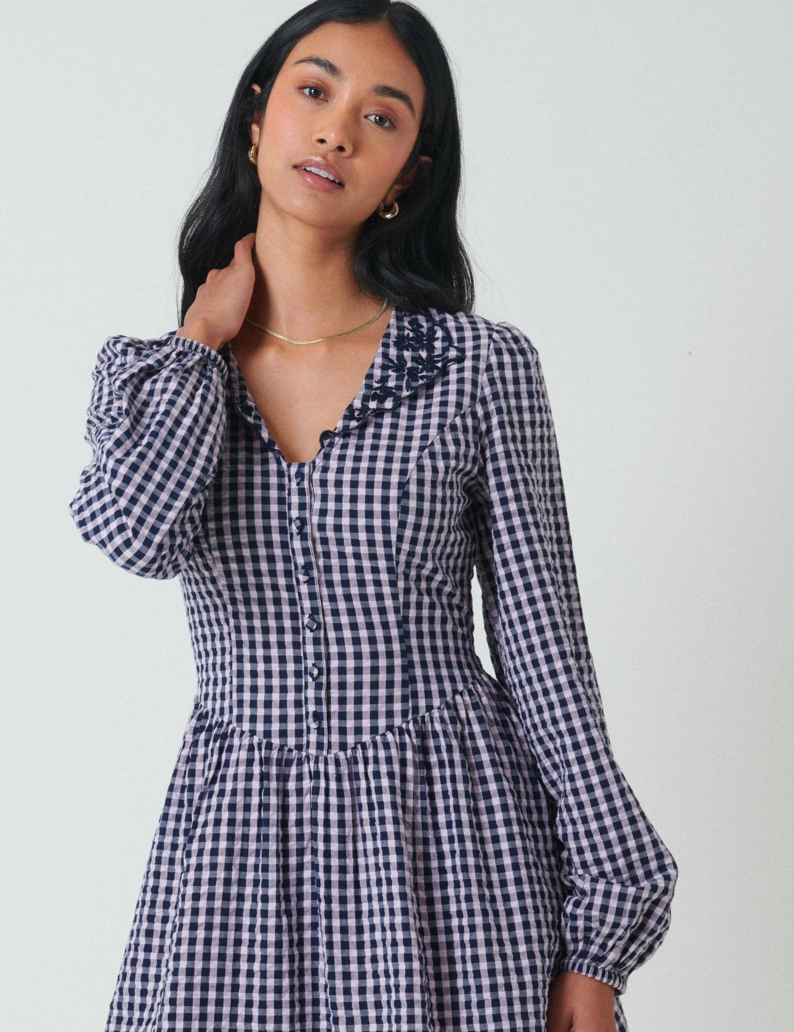 Pure Cotton Gingham Mini Skater Dress 4 of 5