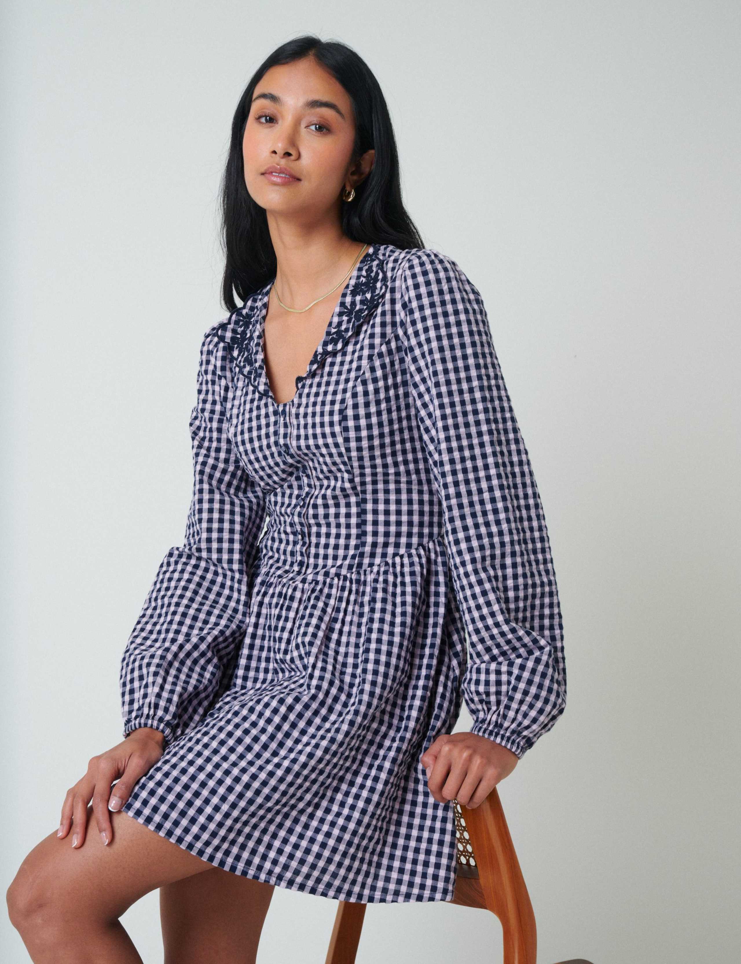 Pure Cotton Gingham Mini Skater Dress 5 of 5