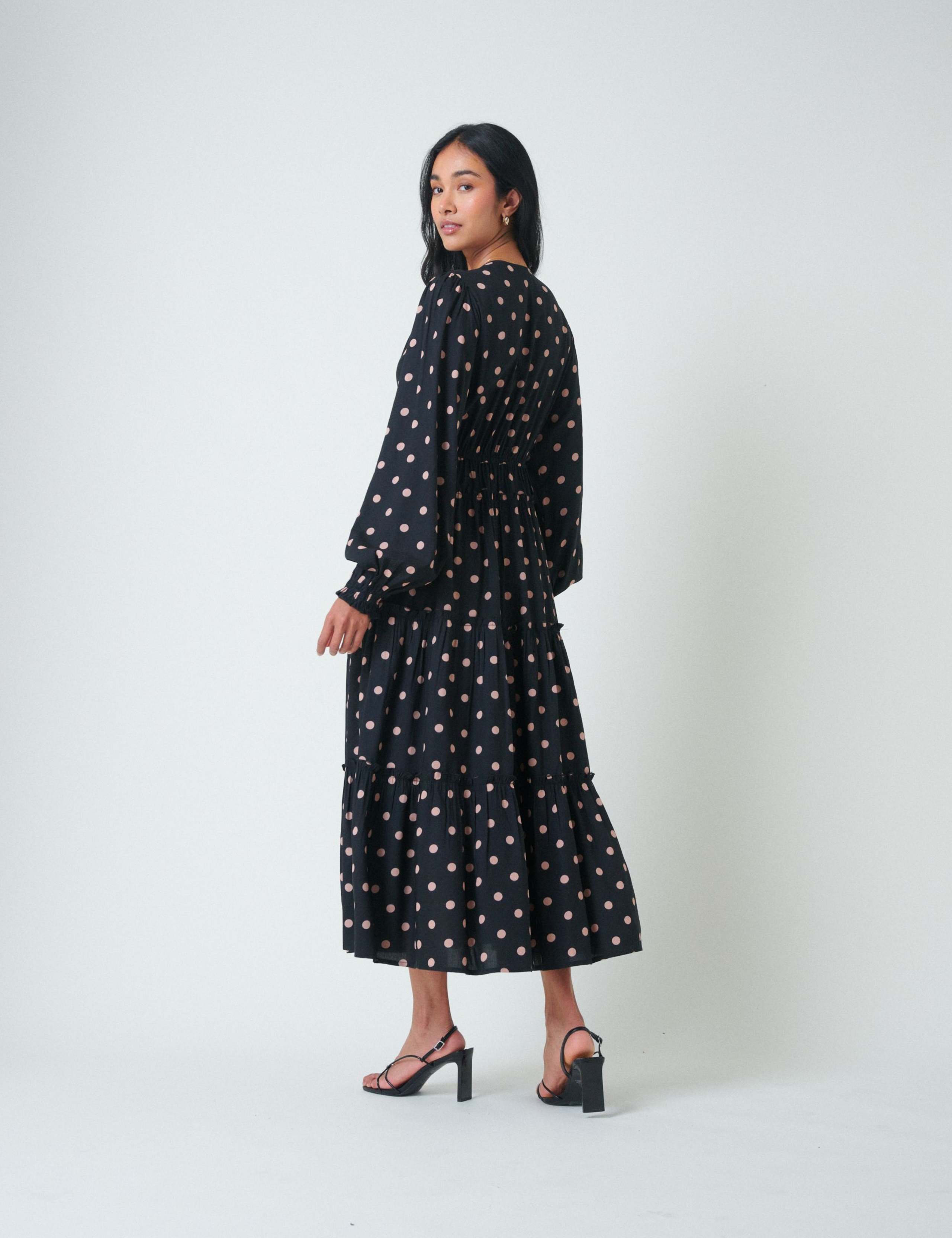 Polka Dot V-Neck Midi Tiered Dress 5 of 5