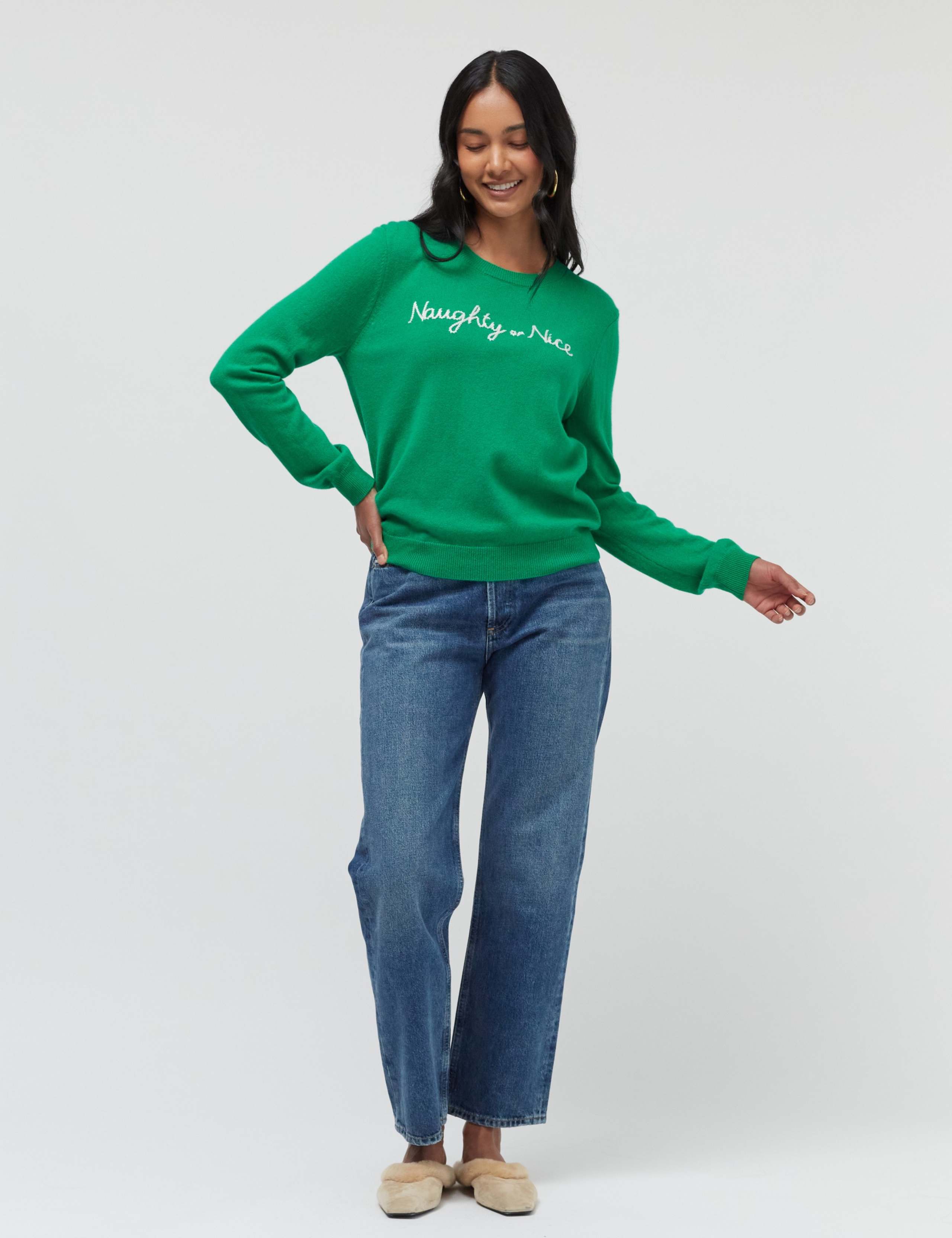 Wool Rich Christmas Slogan Jumper with Cashmere 4 of 4
