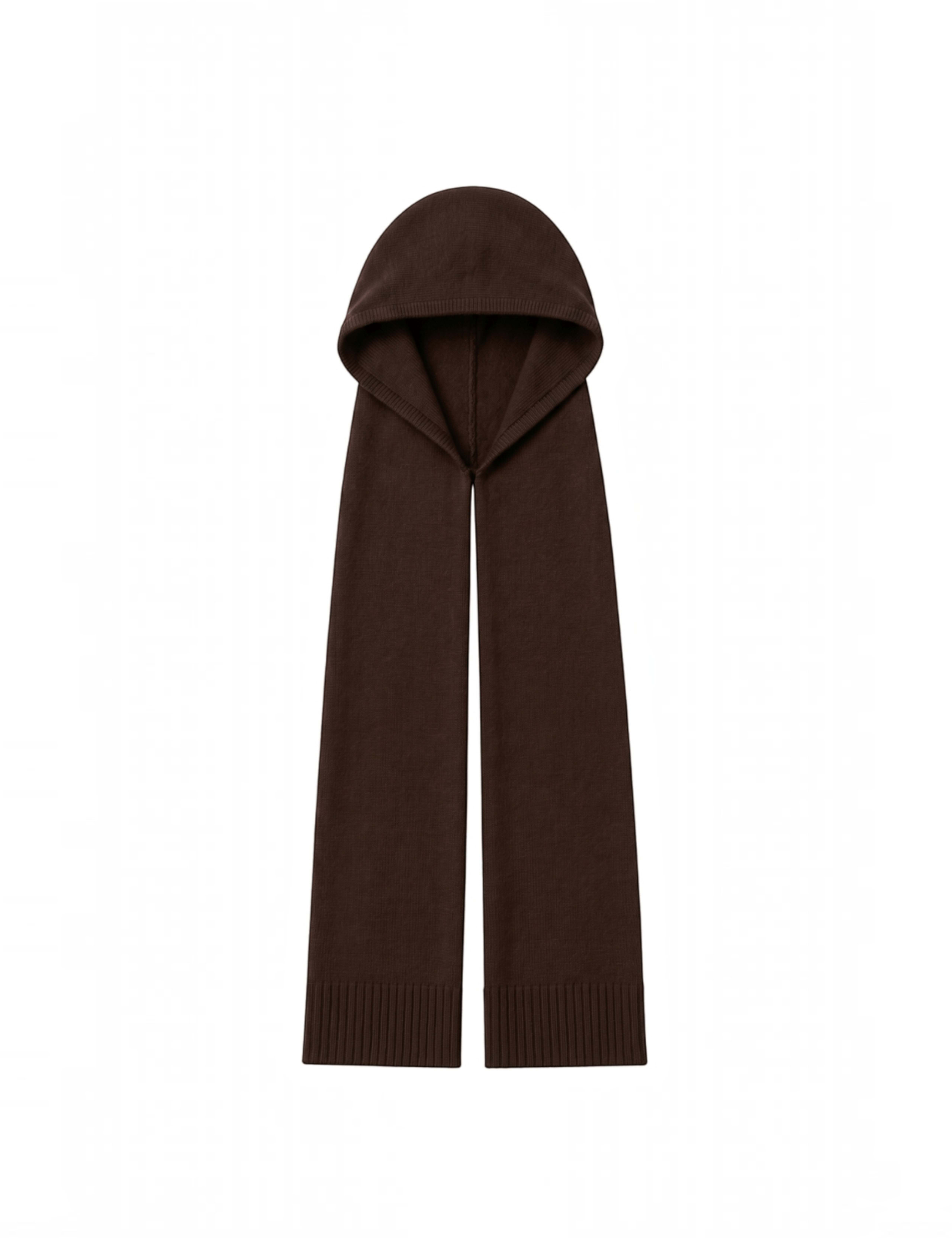 Wool Rich Knitted Hooded Scarf 2 of 3