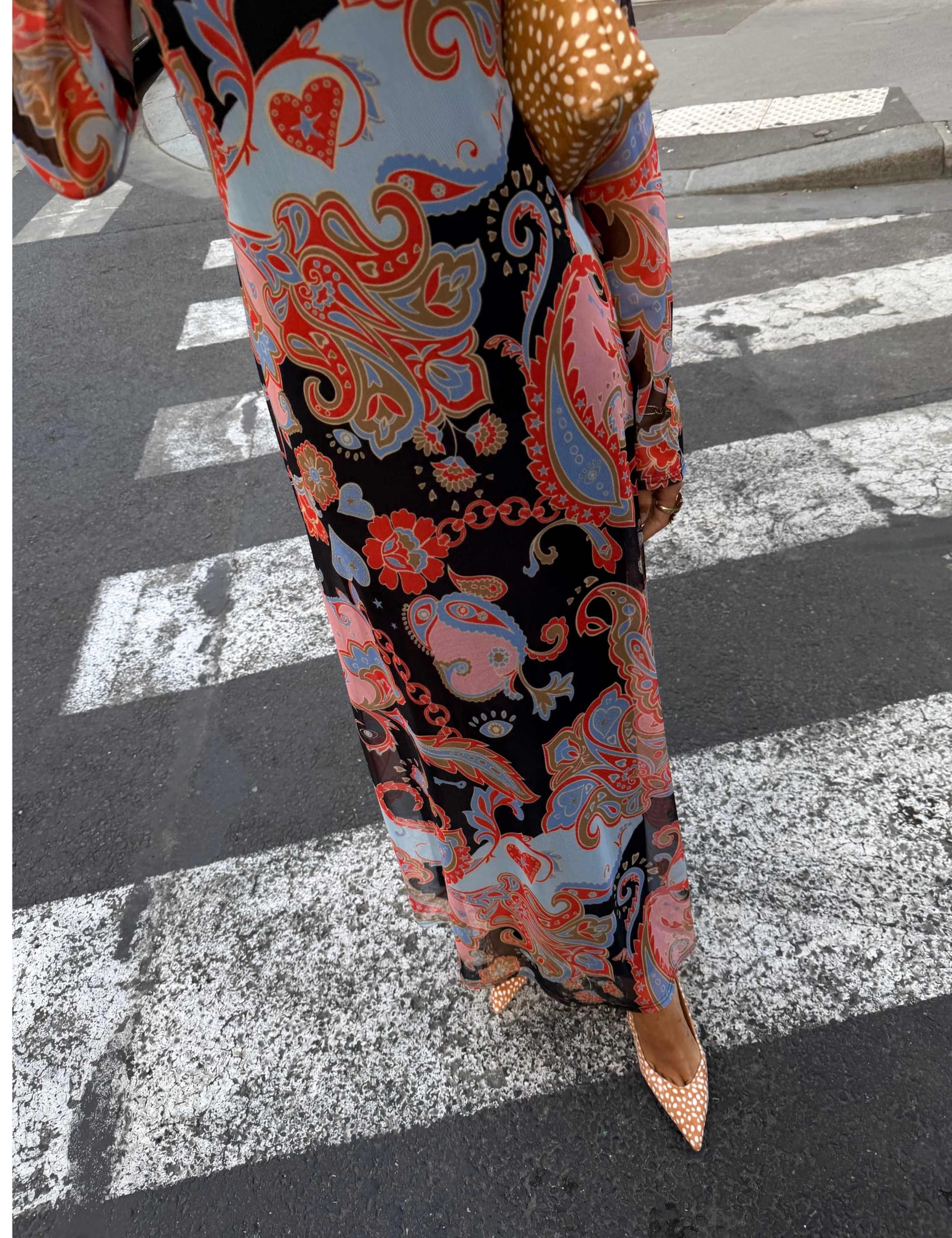Mesh Paisley Slash Neck Midaxi Dress 2 of 4