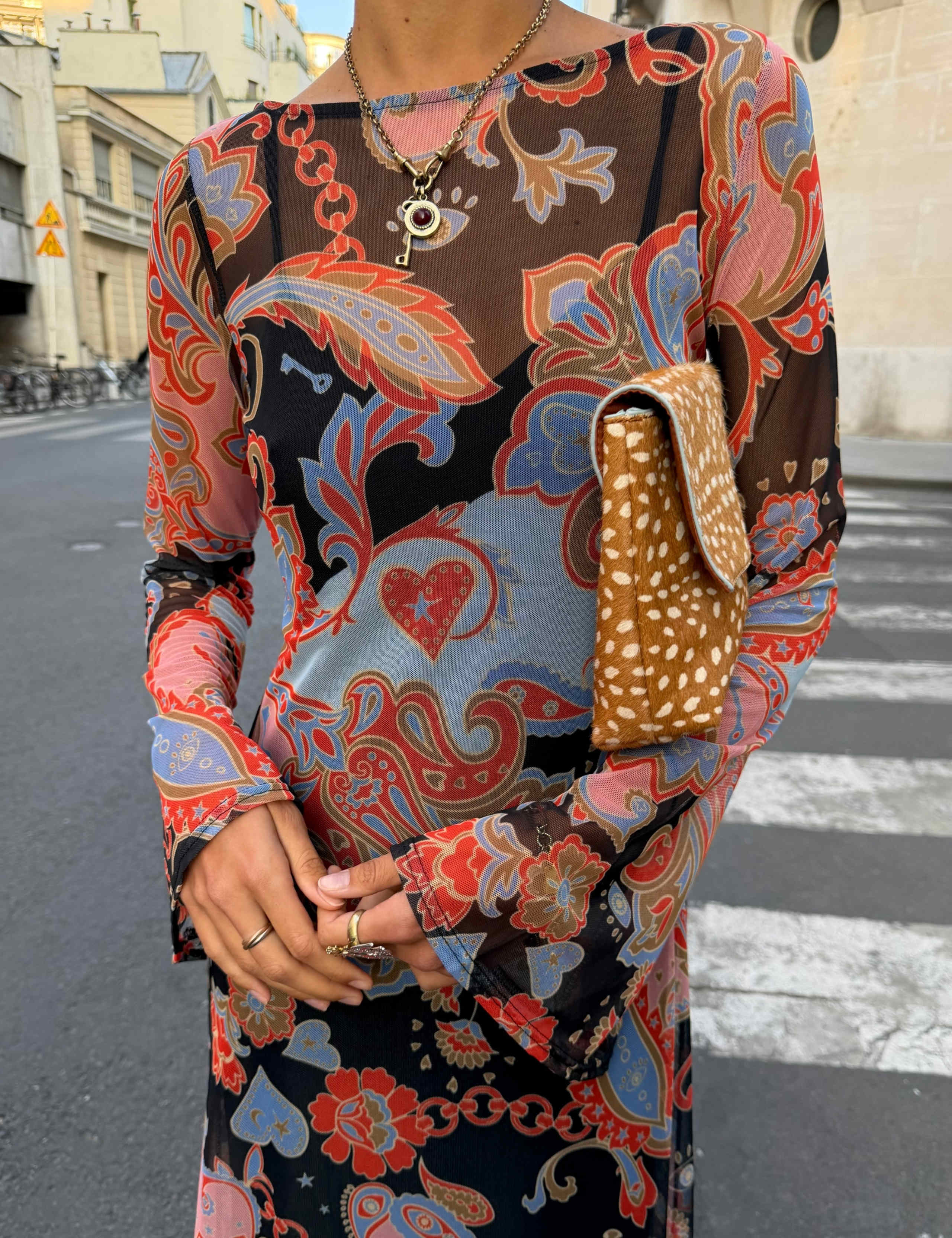 Mesh Paisley Slash Neck Midaxi Dress 4 of 4