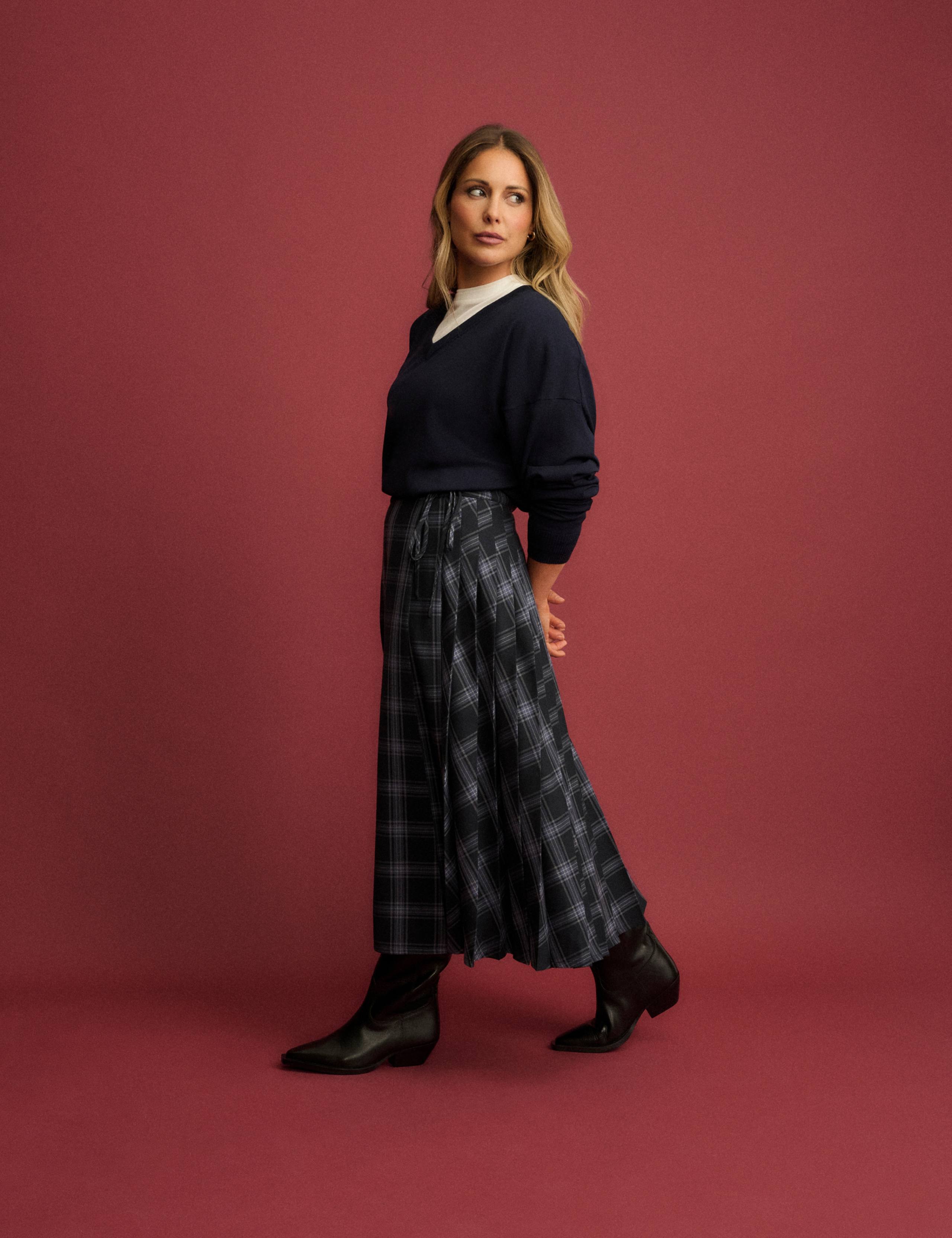 Emily Checked Midi Kilt Skirt 2 of 7