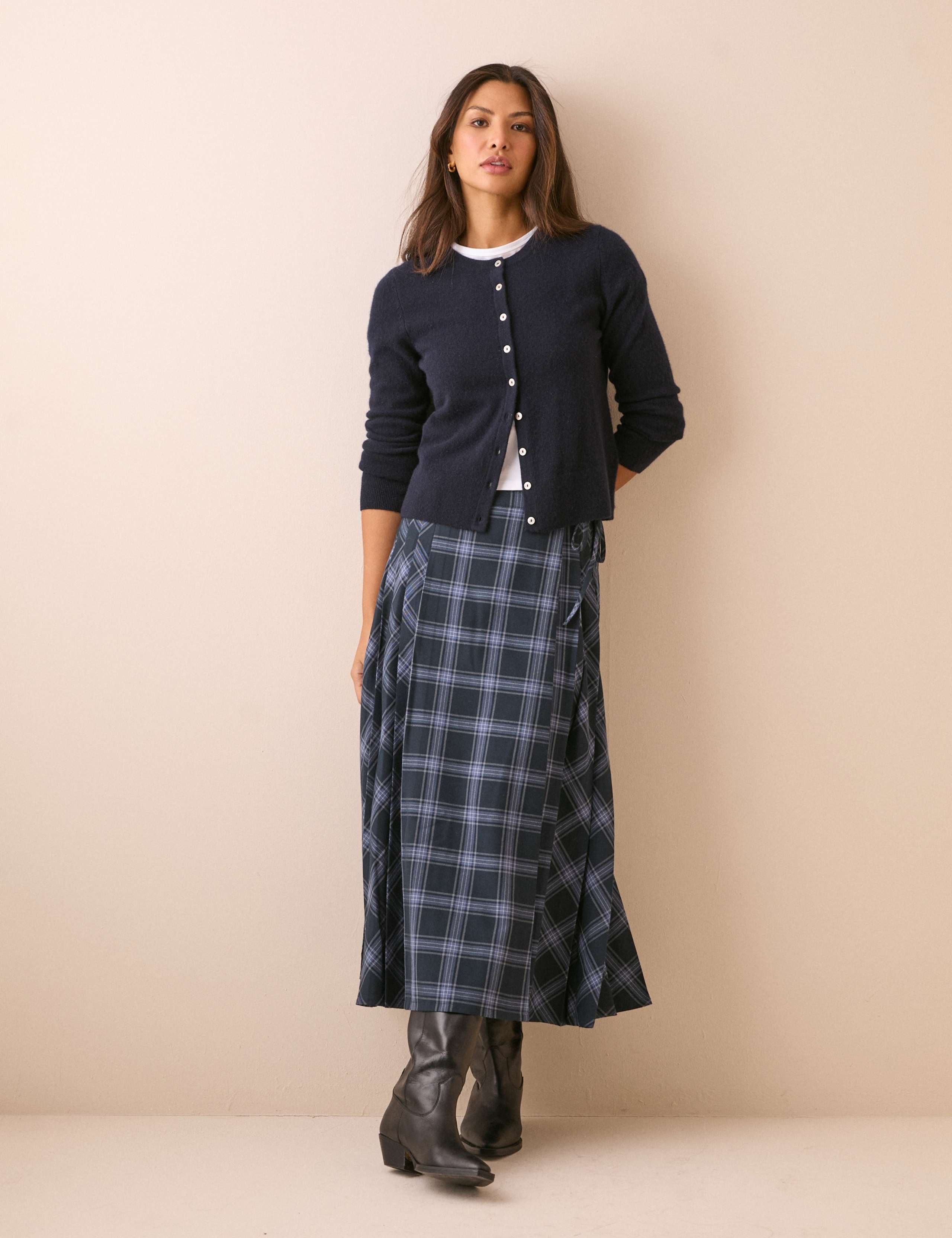 Emily Checked Midi Kilt Skirt 3 of 7