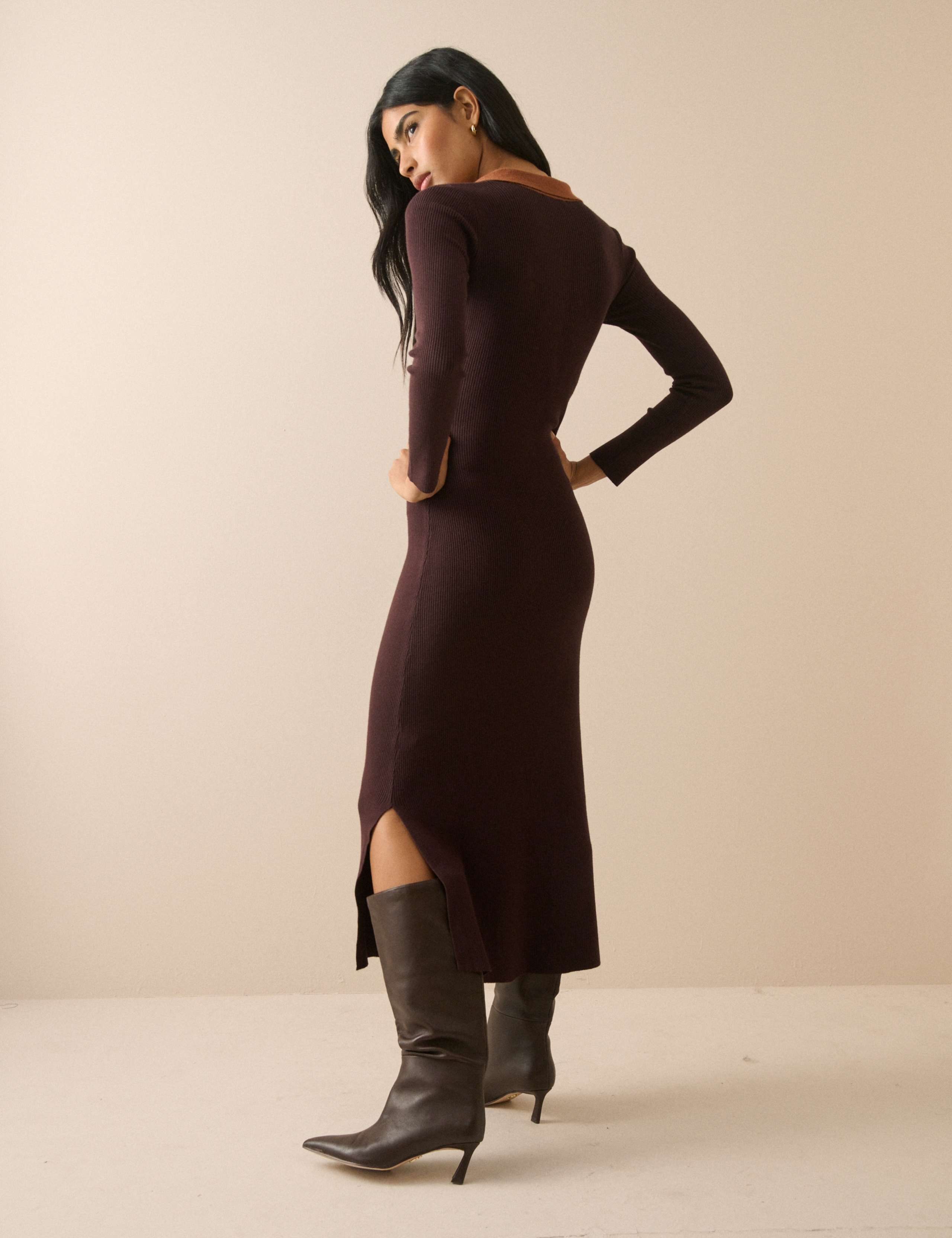 Ribbed Midi Bodycon Dress 2 of 5