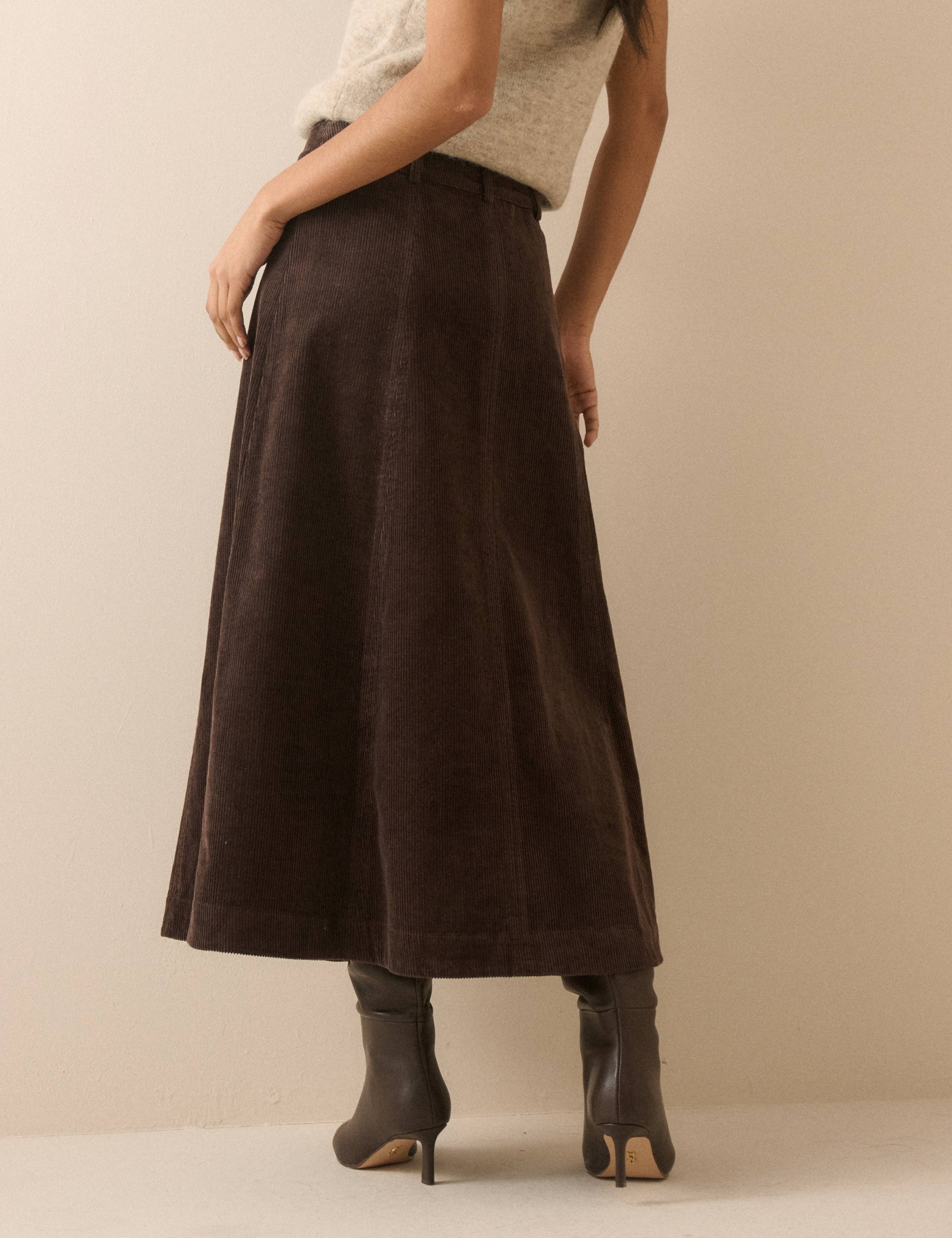 Pure Cotton Corduroy Midi A-Line Skirt 4 of 5