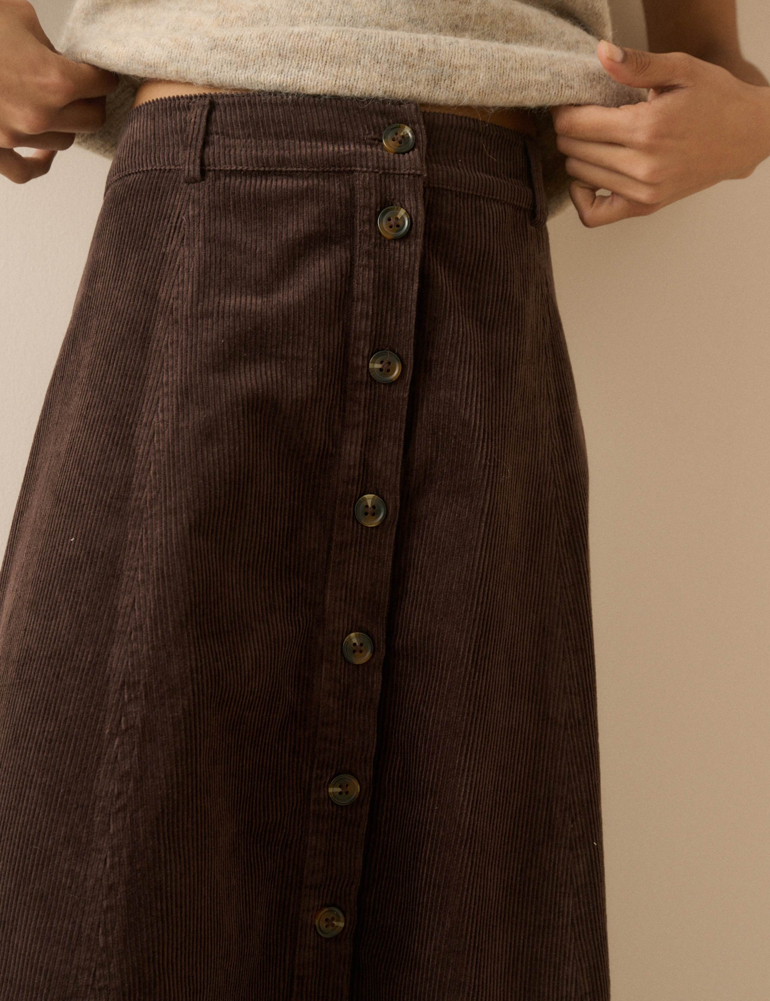 Pure Cotton Corduroy Midi A-Line Skirt 5 of 5