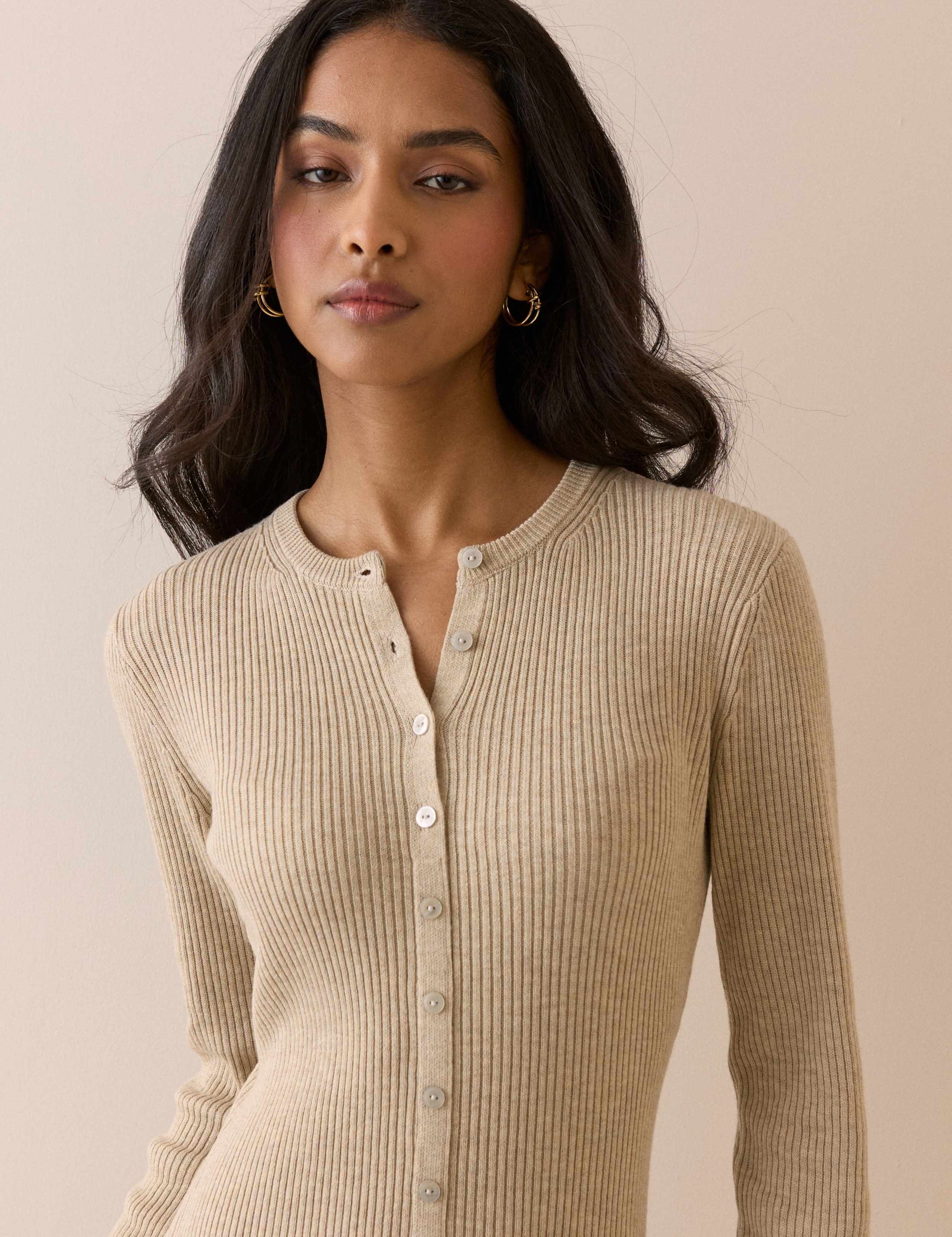 Knitted Button Through Midi Bodycon Dress 4 of 5