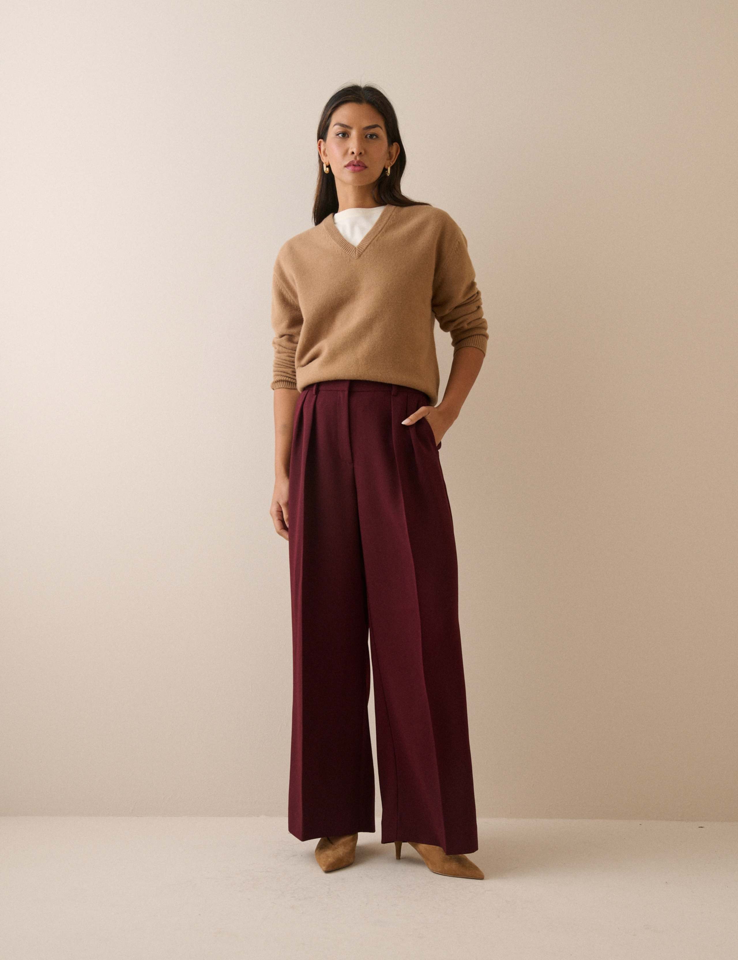 Crepe Pintuck Wide Leg Trousers 3 of 5