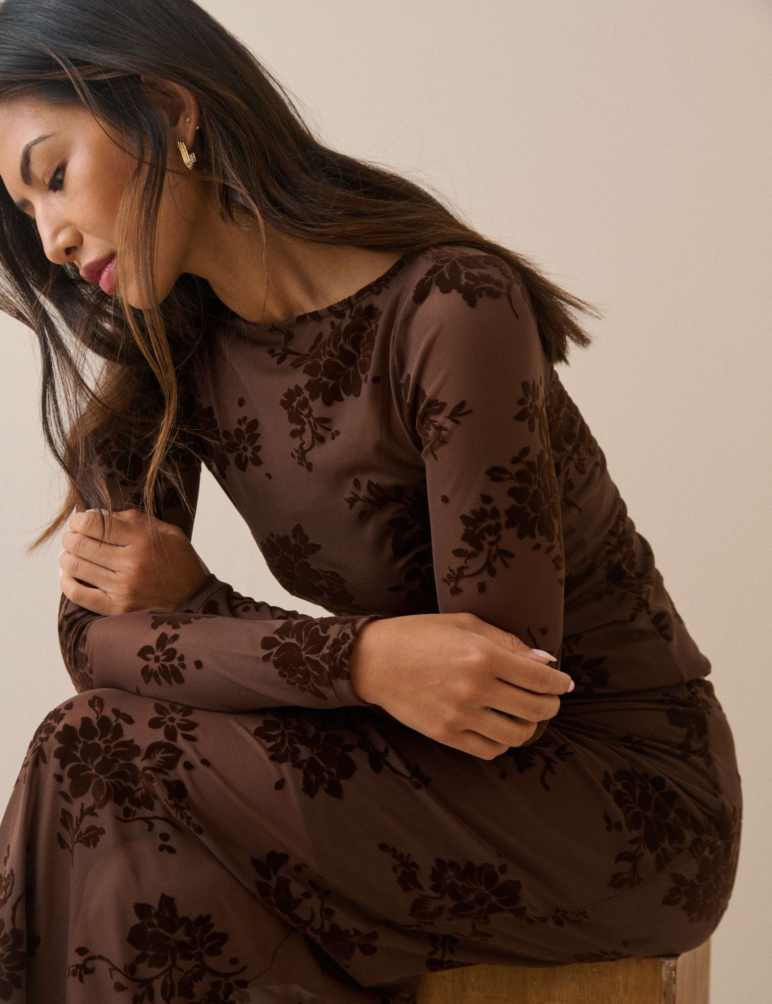 Slash Neck Floral Devoré Top 4 of 4