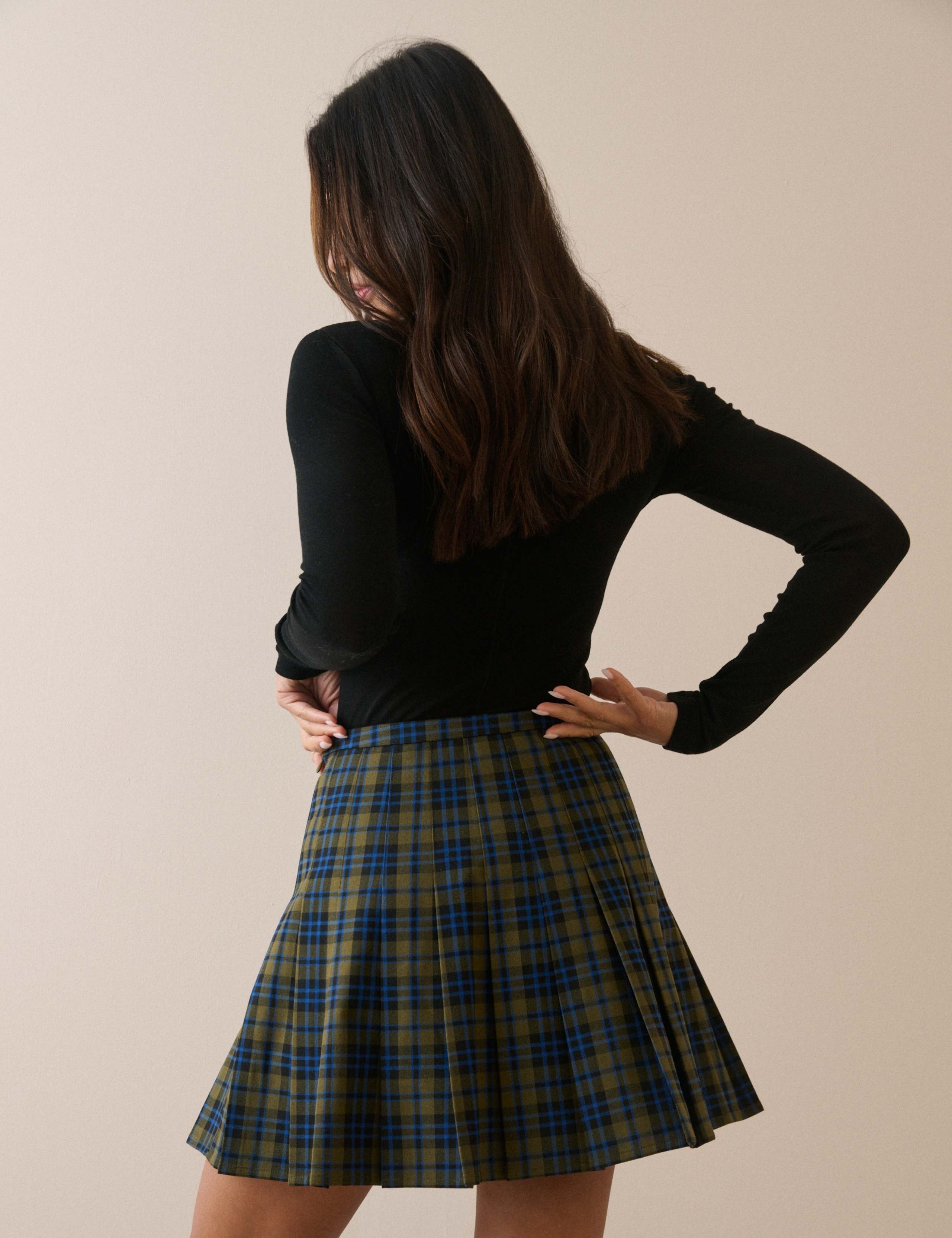 Cotton Rich Checked Pleated Mini Skirt 3 of 5