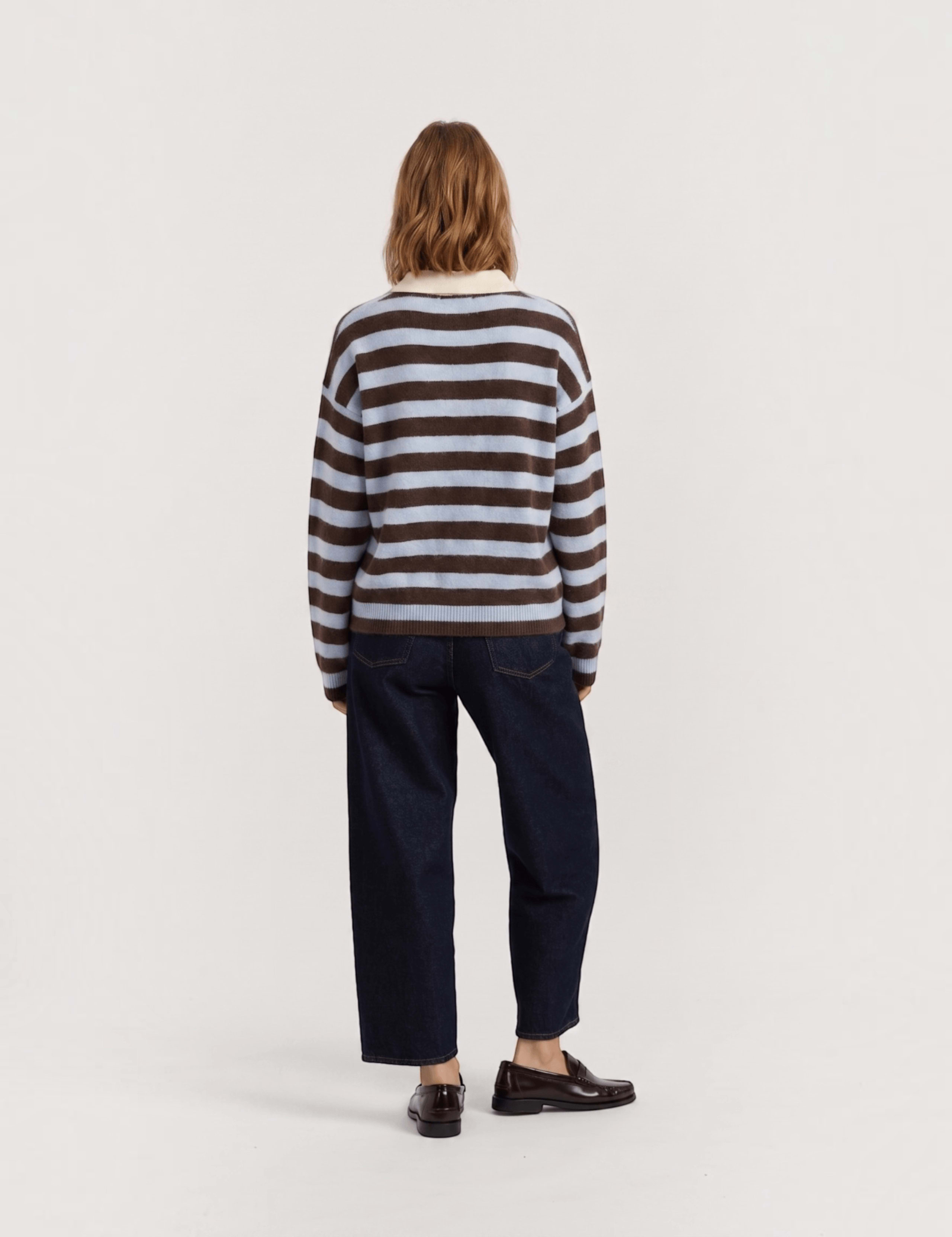 Pure Merino Wool Striped Collared Relaxed Sweatshirt 4 of 4