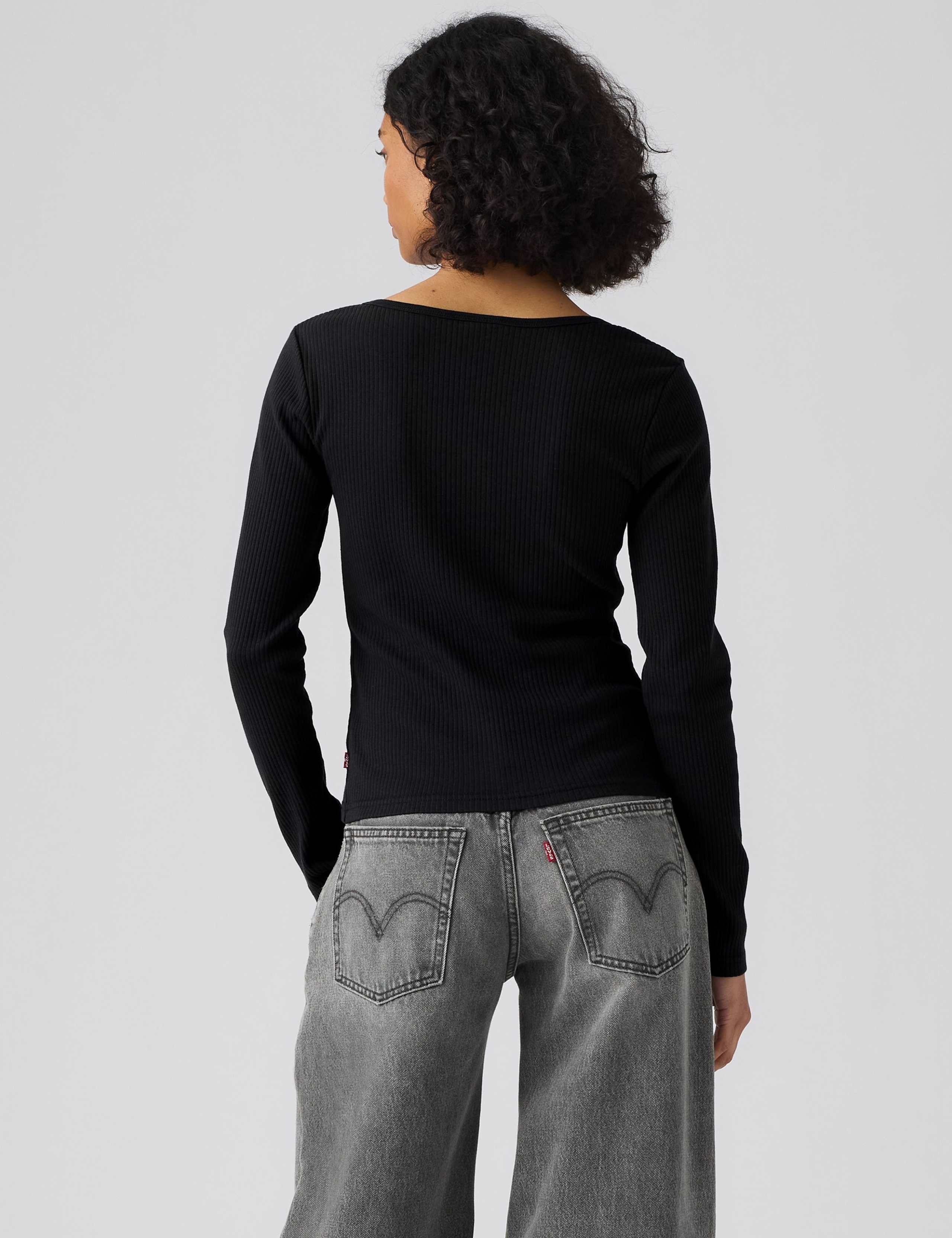 Cotton Rich Round Neck Button Through Top 5 of 6