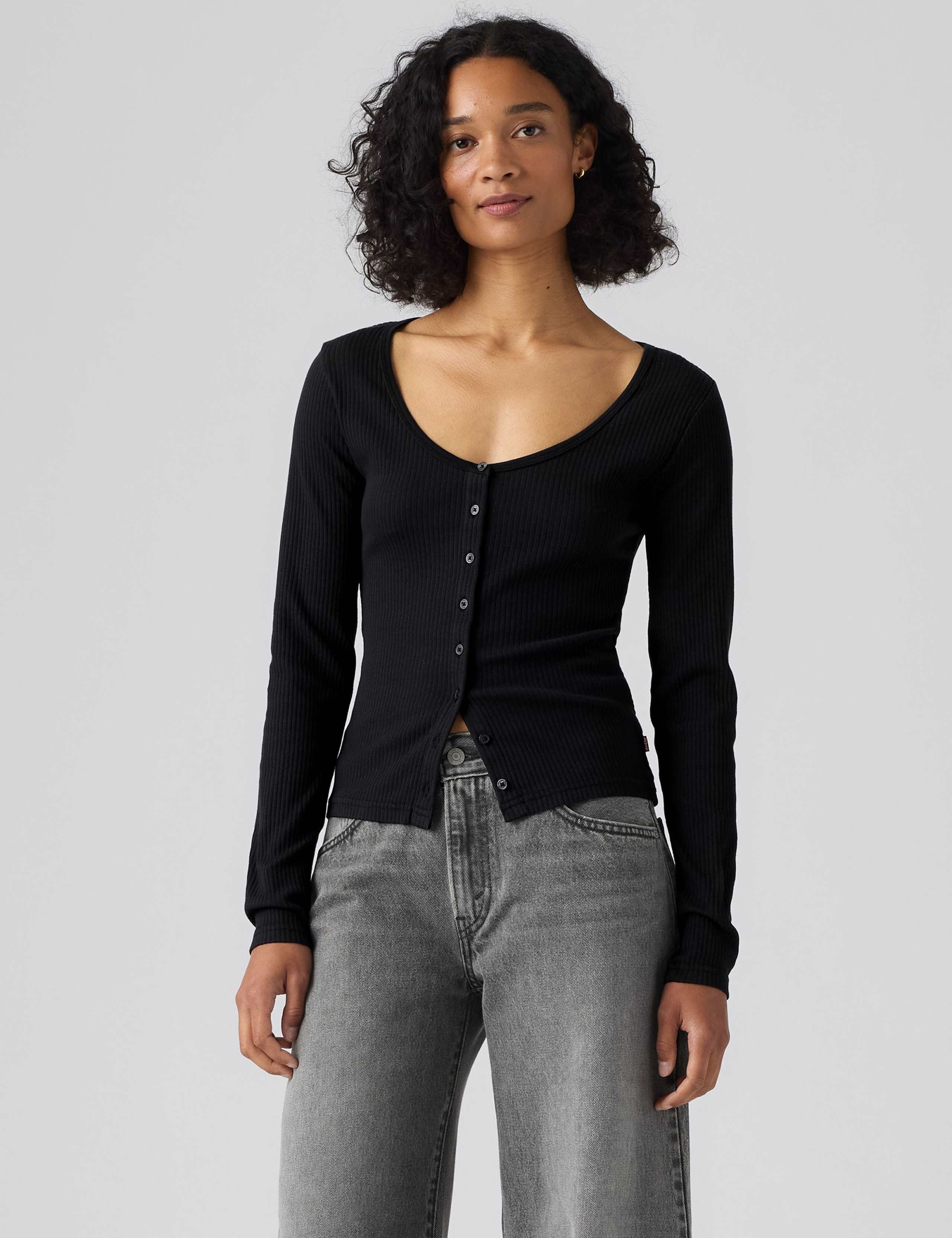 Cotton Rich Round Neck Button Through Top 6 of 6