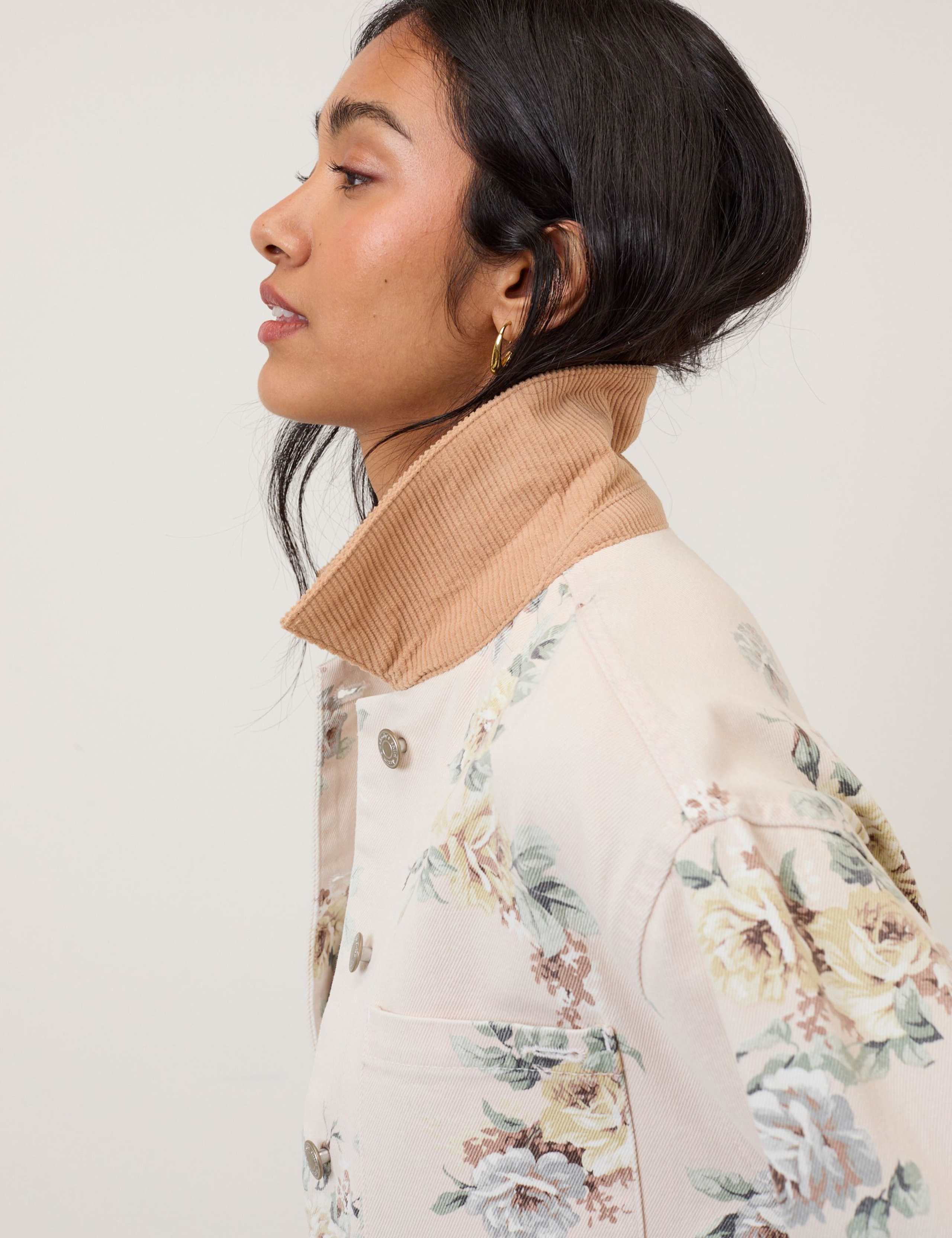Denim Floral Relaxed Jacket 3 of 5