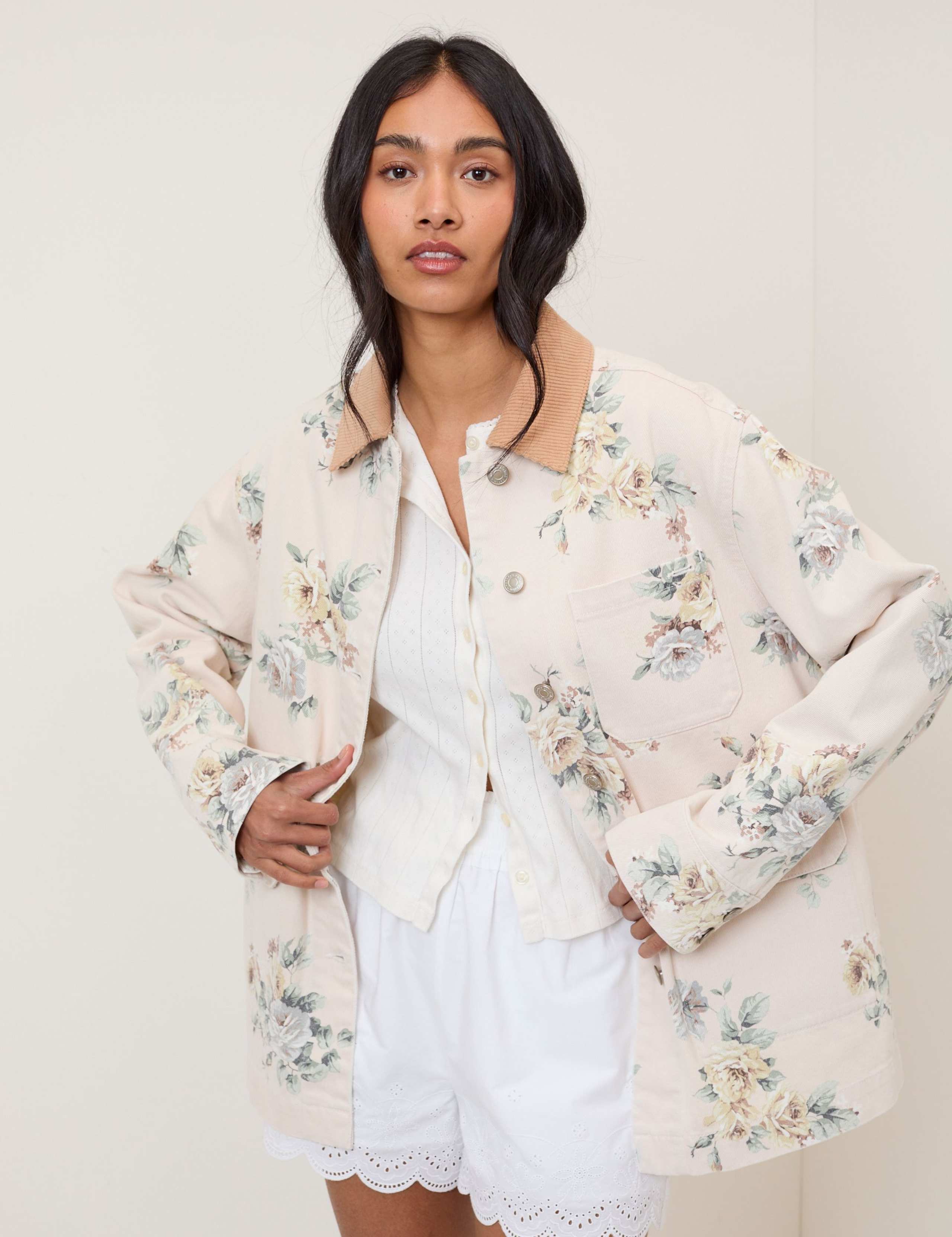 Denim Floral Relaxed Jacket 4 of 5