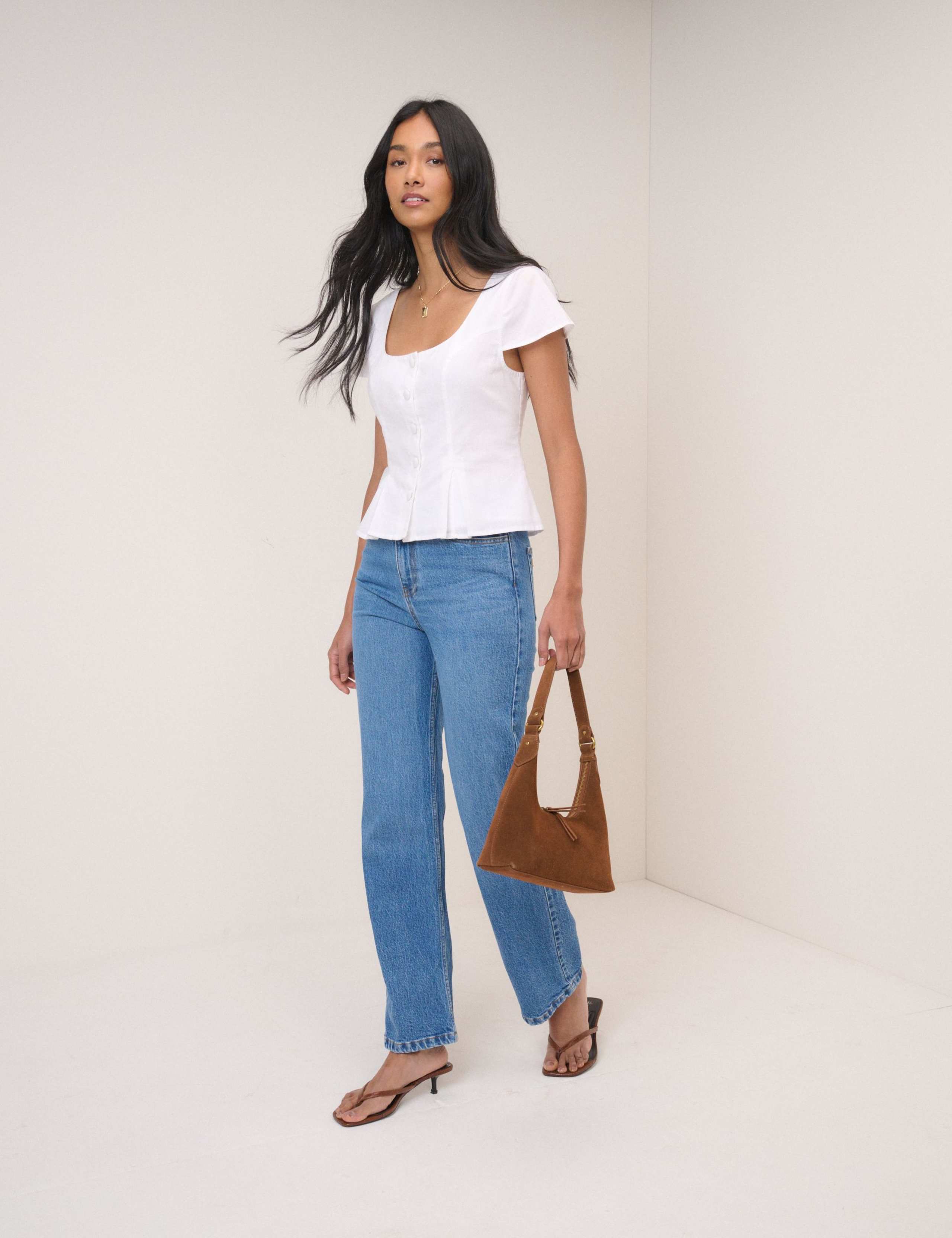 Cotton Rich Scoop Neck Button Through Blouse 5 of 5