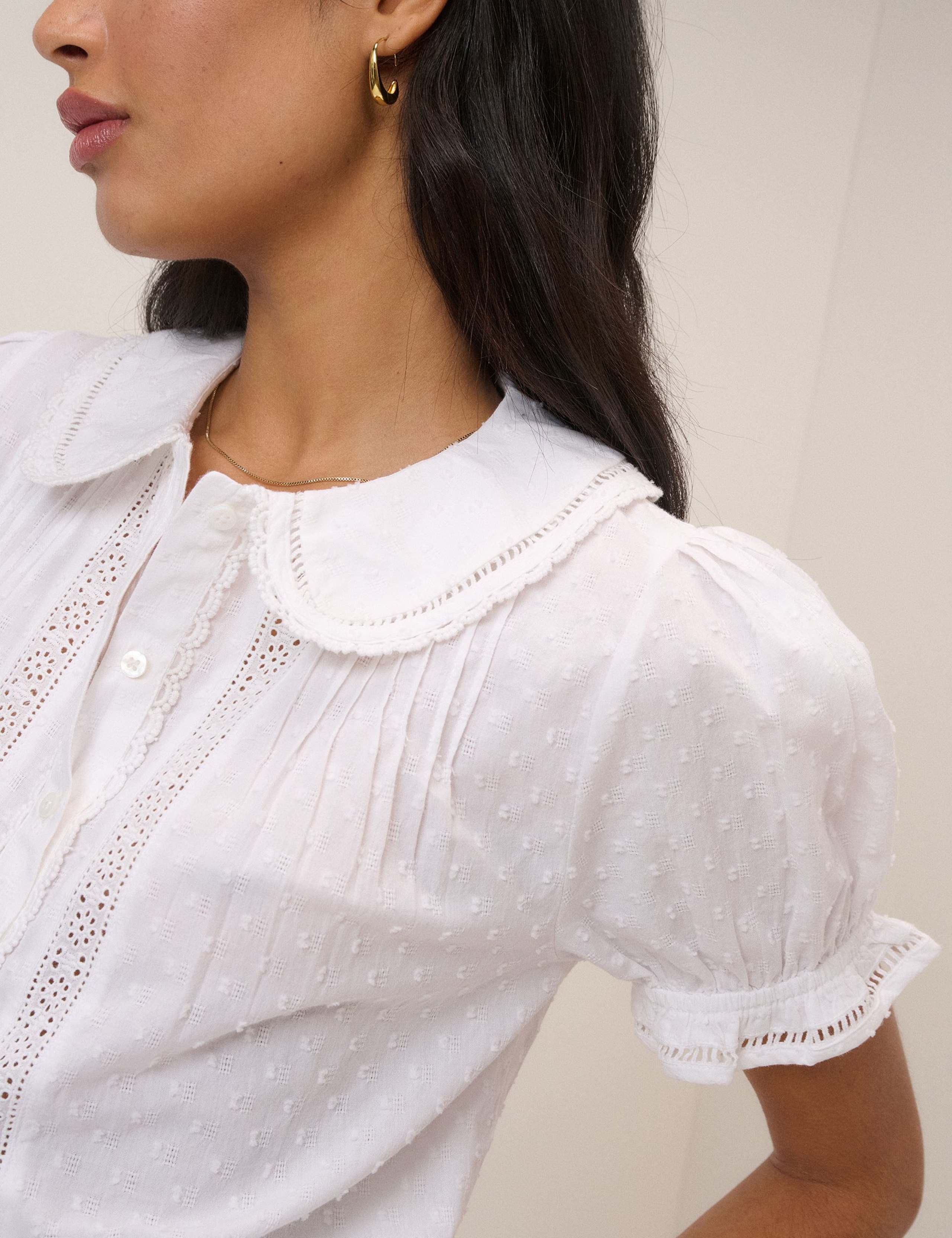 Pure Cotton Peter Pan Collar Lace Detail Blouse 5 of 5