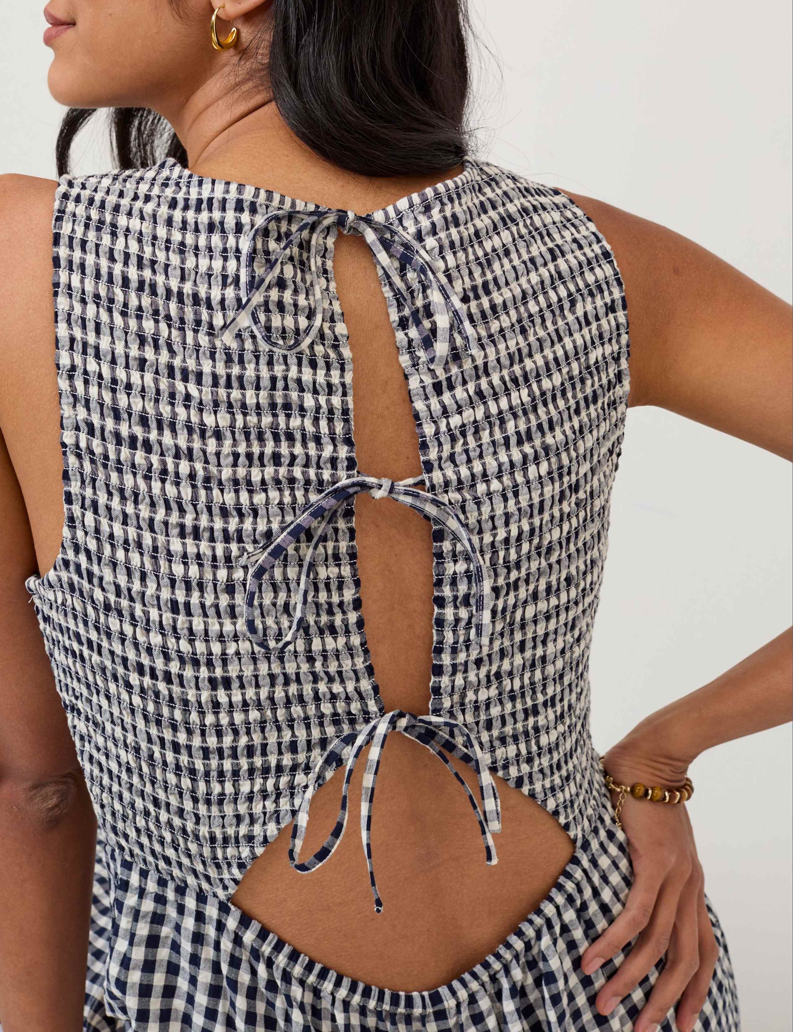 Pure Cotton Checked Wide Leg Jumpsuit 2 of 5