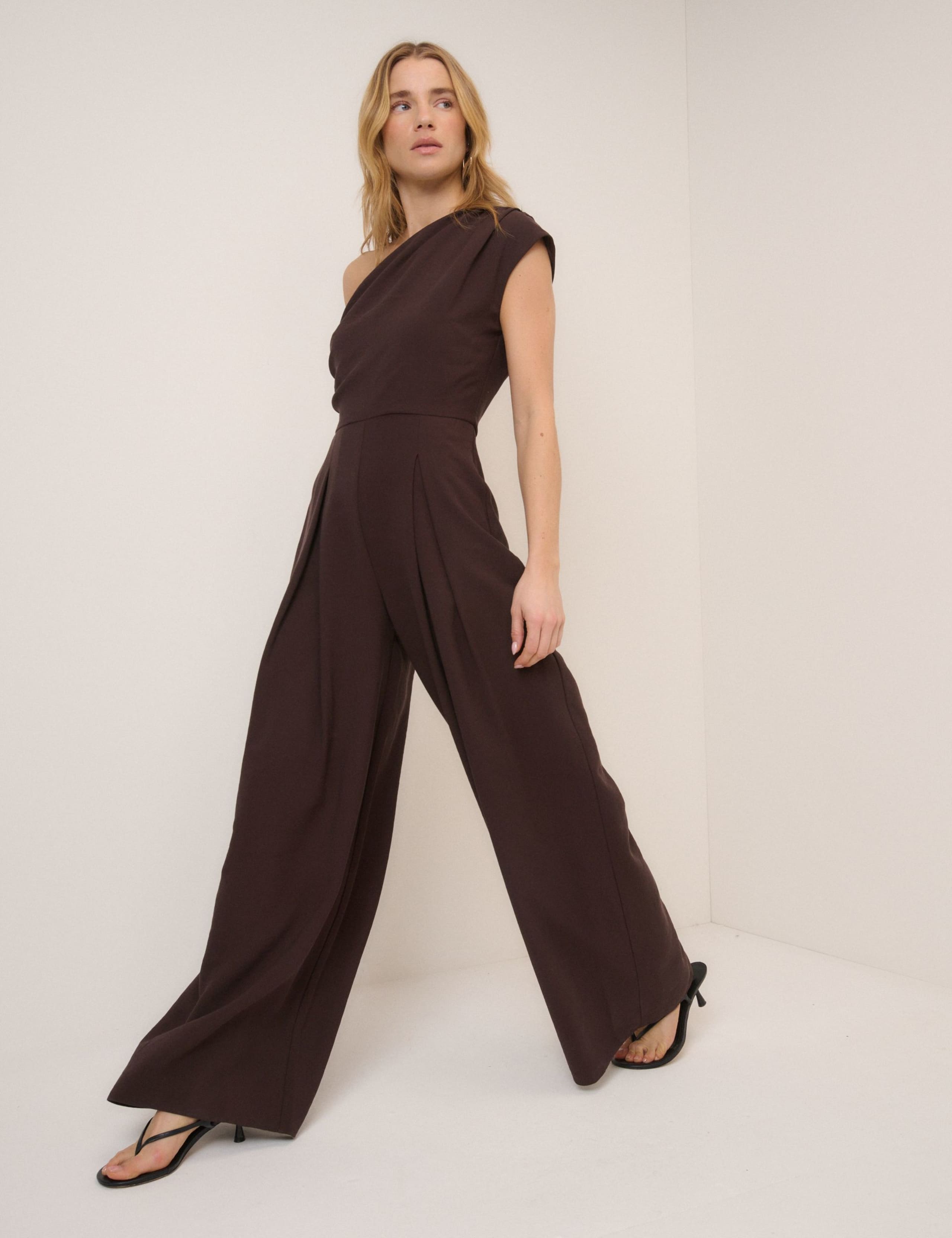 One Shoulder Sleeveless Wide Leg Jumpsuit 3 of 5