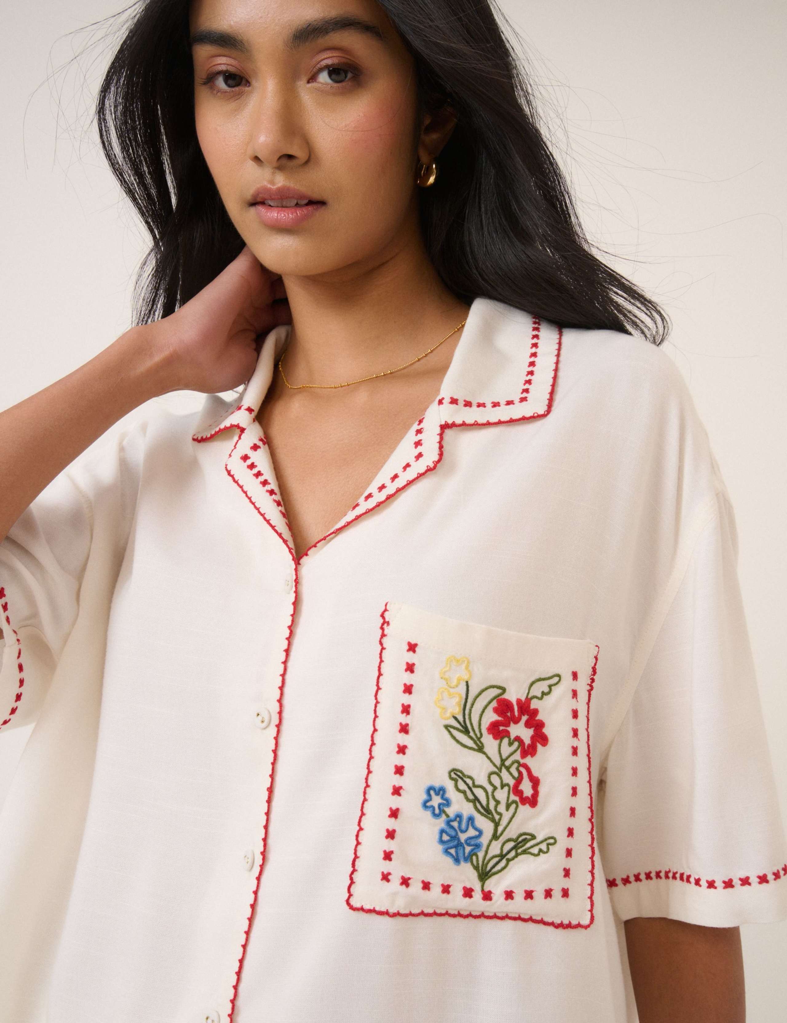 Embroidered Collared Relaxed Shirt 4 of 7