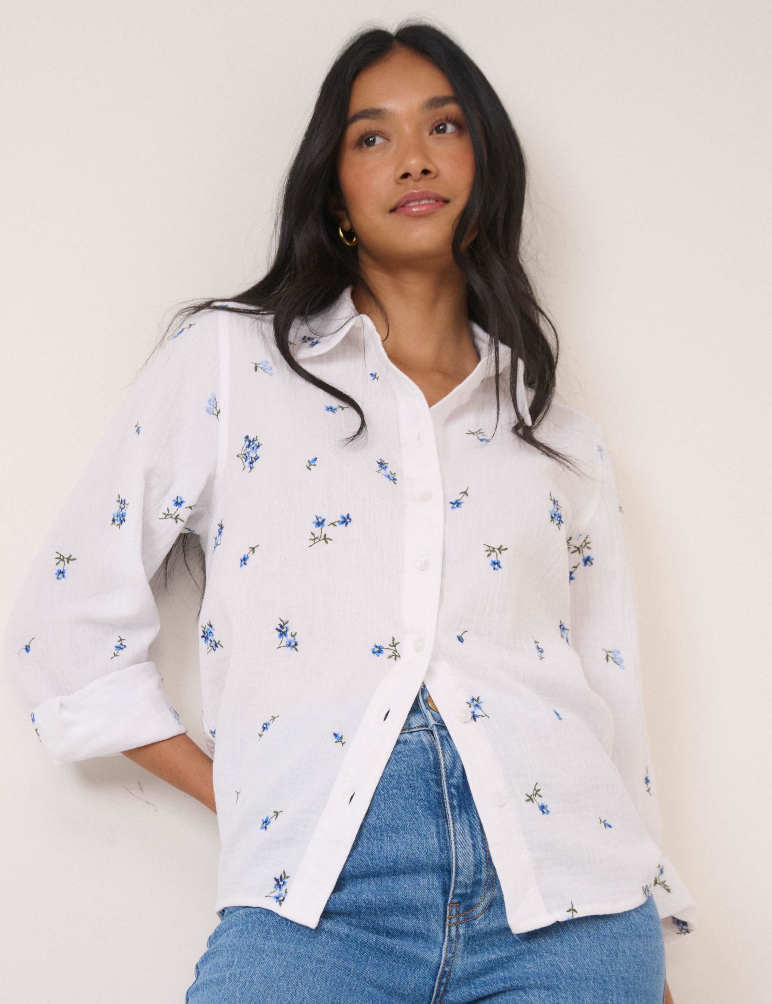 Pure Cotton Embroidered Floral Shirt 1 of 5