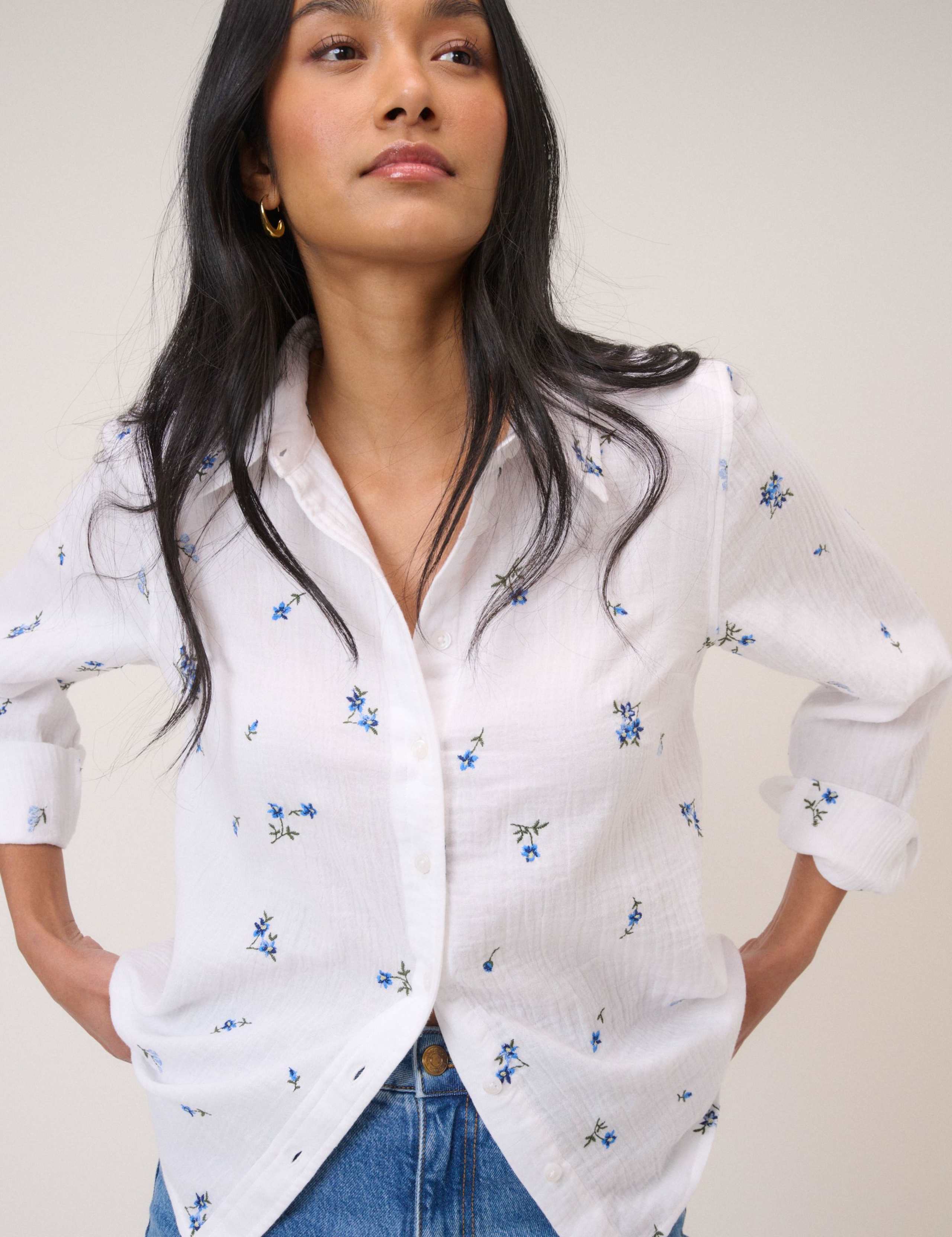 Pure Cotton Embroidered Floral Shirt 2 of 5