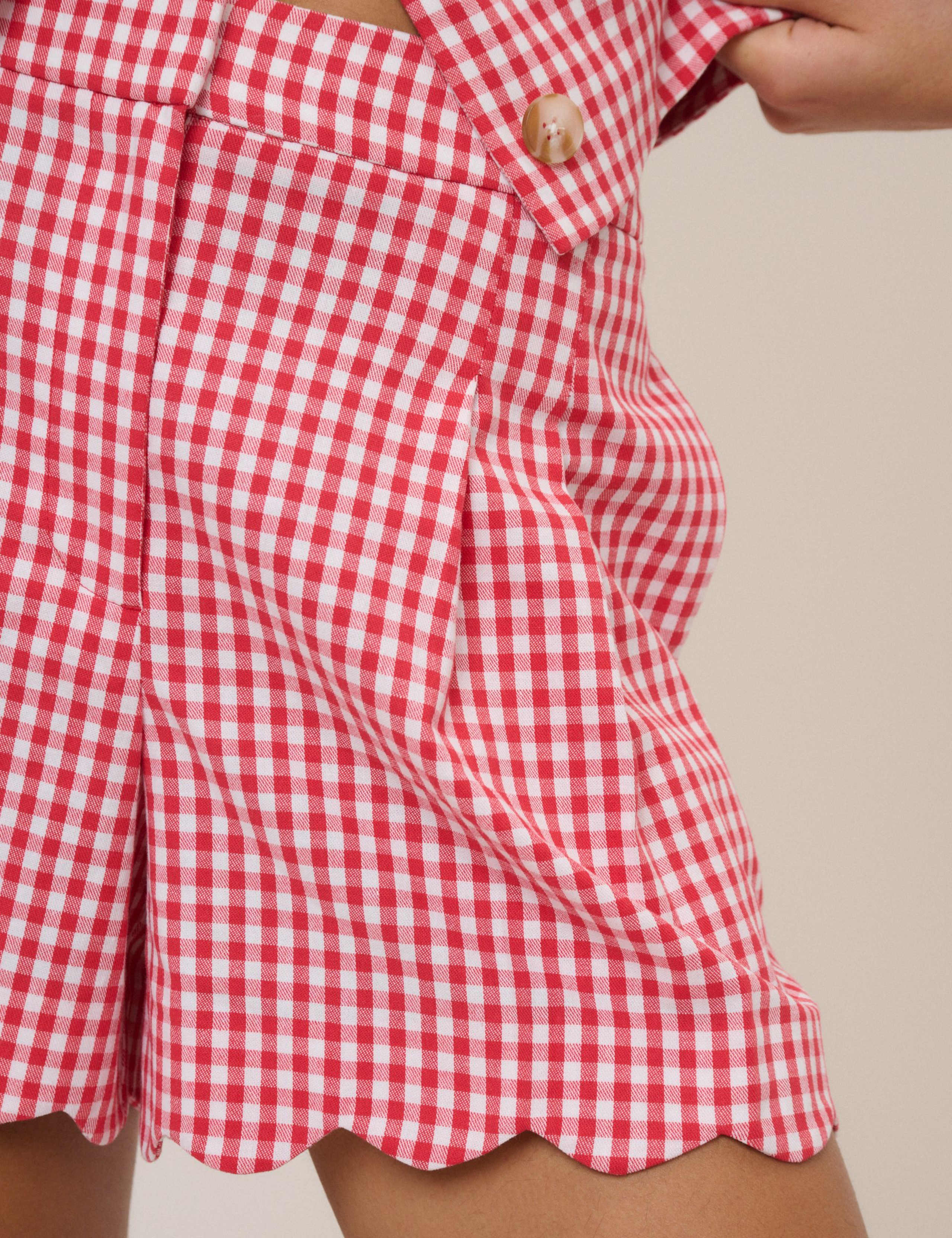 Cotton Rich Gingham High Waisted Shorts 4 of 6